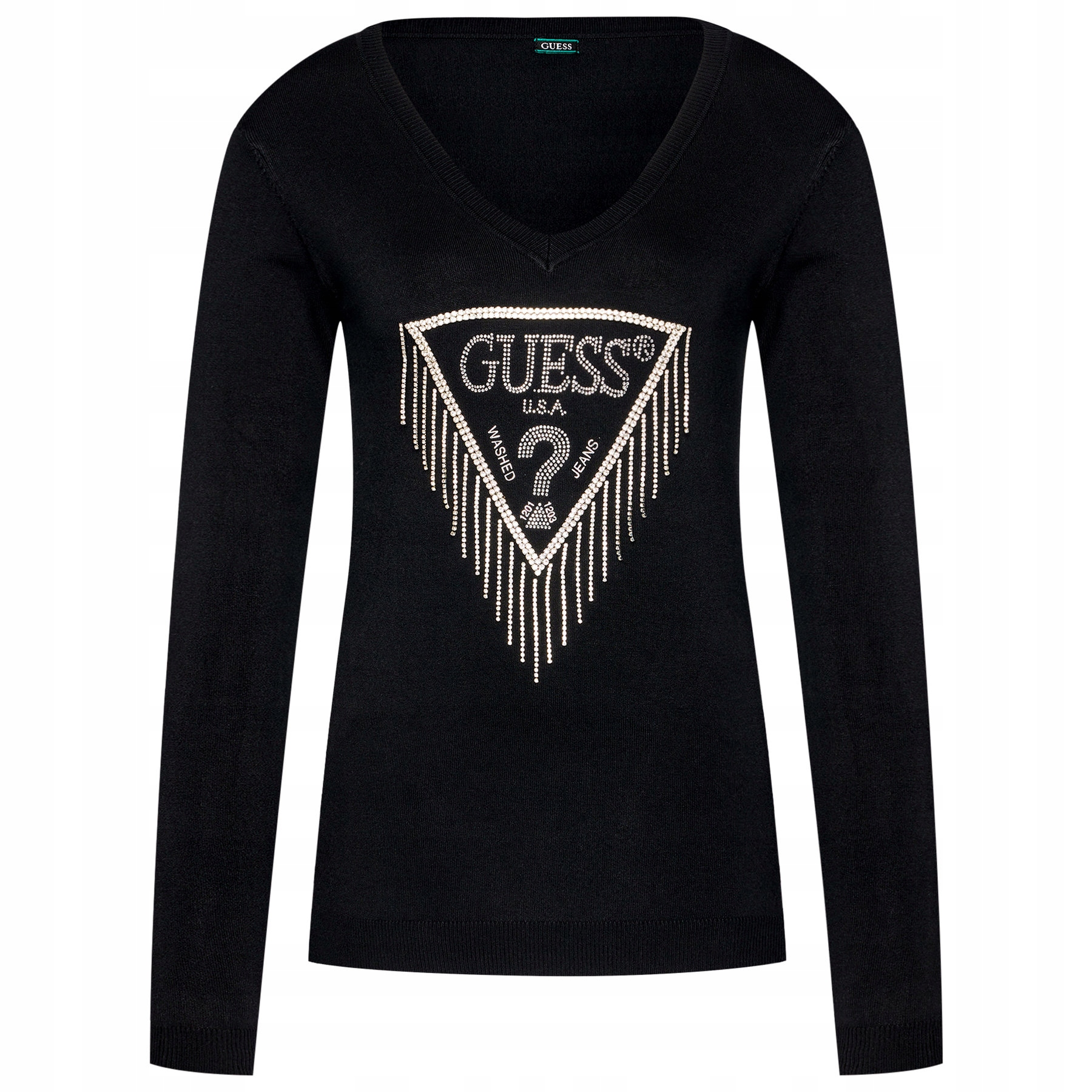 Zimní Guess Svetr Černý, Klasické Logo, Dlouhý Rukáv Xs W_0A