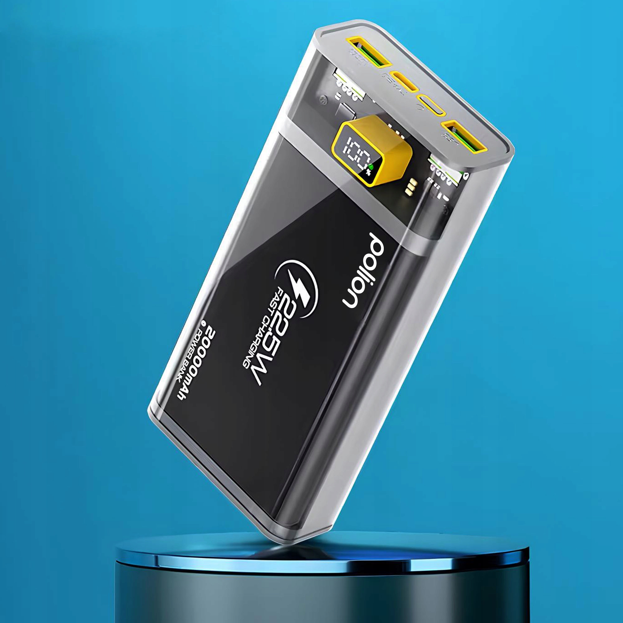 Powerbank POLION Szybkie Ładowanie 22.5W 20000mAh USB-C 2xUSB-A PD QC LED Typ akumulatora litowo-polimerowy
