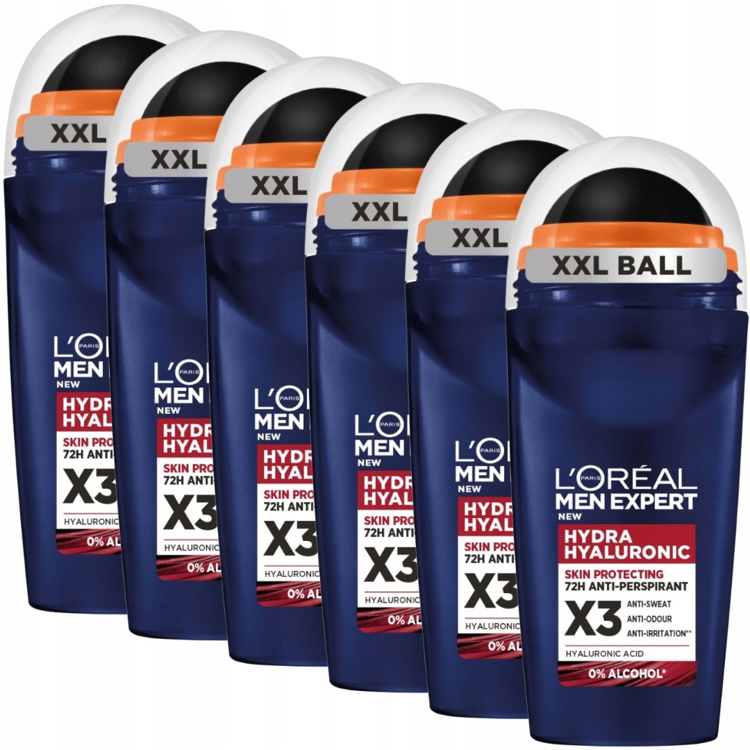 Loreal Men Expert Kuličkový antiperspirant Hydra Hyaluronic 72H 6x50 ml