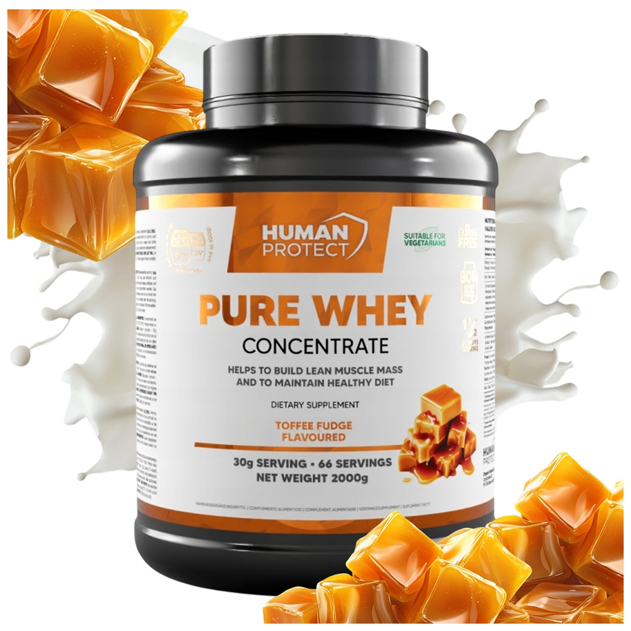 Human Protect Pure Whey 2KG Protein Koncentrát Wpc Kravička