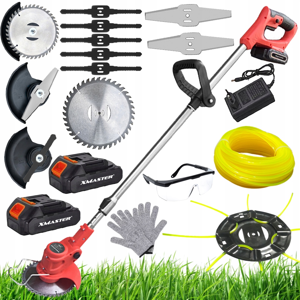 AKUMULATOROWA PODKASZARKA KOSA OGRODOWA WYKASZARKA TRAWY ZESTAW 600W 2x AKU