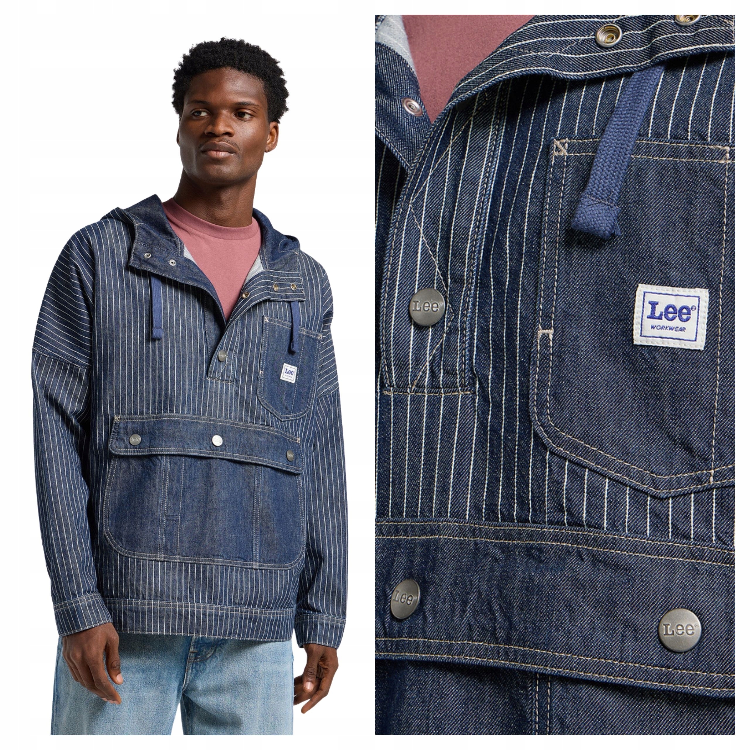 Pánská bunda Lee Denim Anorak Modrá Džínová S Kapucí M