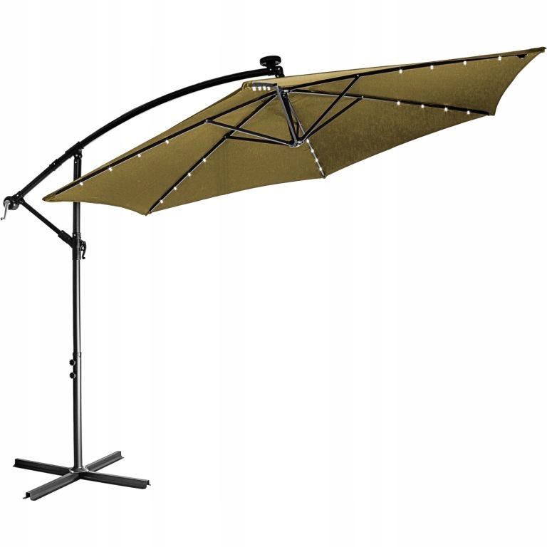 Stilista Zahradní Led slunečník s kličkou 3 m, khaki