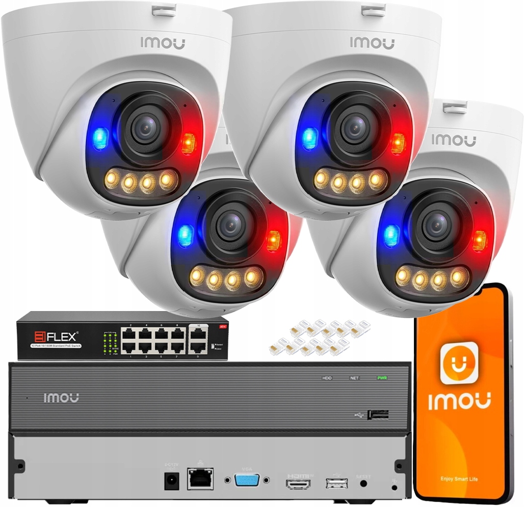 Sada monitorovacích kamer 3MPx 4x Ip IPC-PS8D-3V0 Imou Audio Led