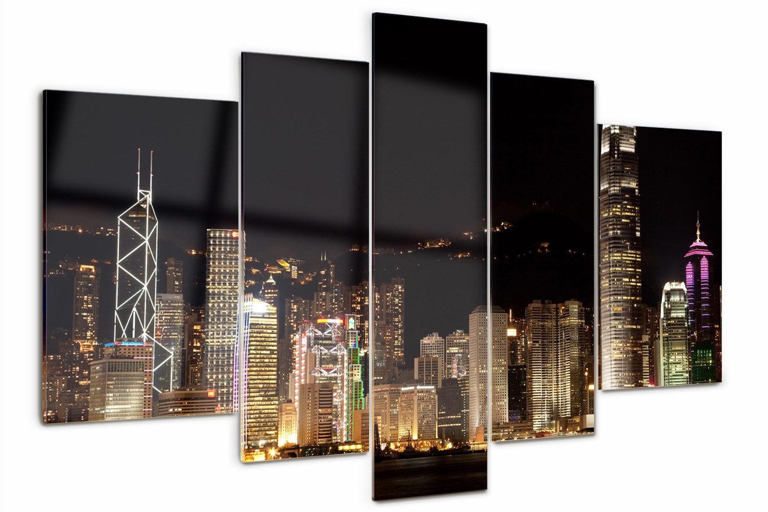 

Obraz szklany tryptyk do sypialni Hongkong nocą