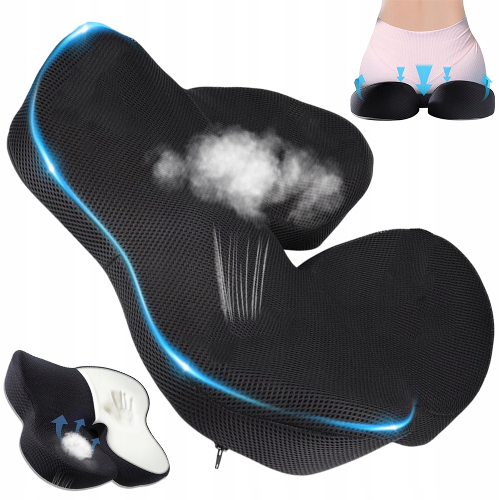 Memory Foam Poduszka Ergonomiczna Czarna Antypoślizgowa Do Fotela