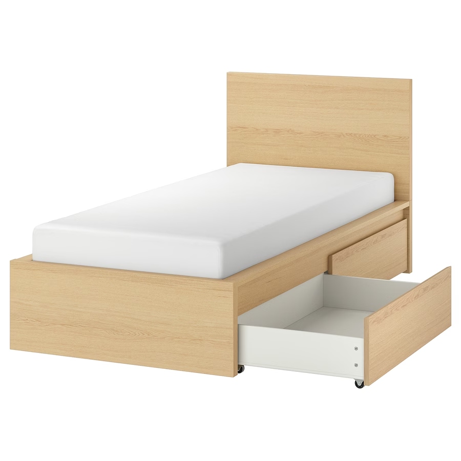 IKEA MALM Rama łóżka z 2 pojemnikami 90x200 cm (194.950.01) • Cena