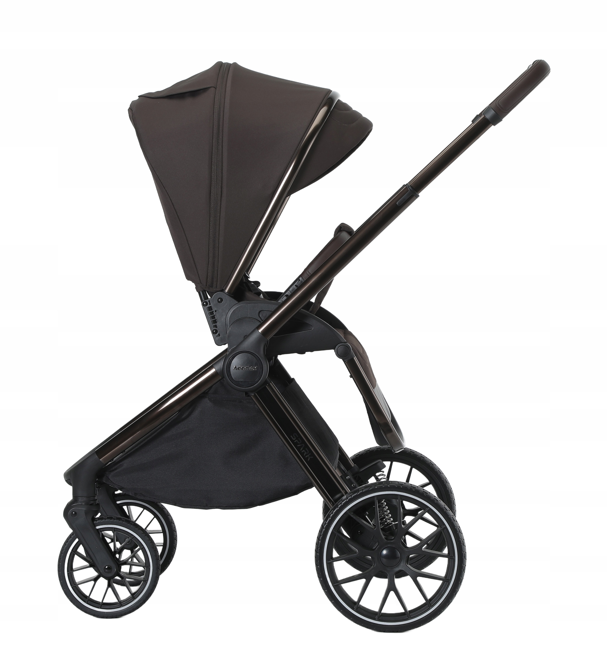 ADAMEX SPARK CHOCOLATE BROWN WÓZEK DZIECIĘCY WIELOFUNKCYJNY 2w1 Rodzaj kół Żelowe