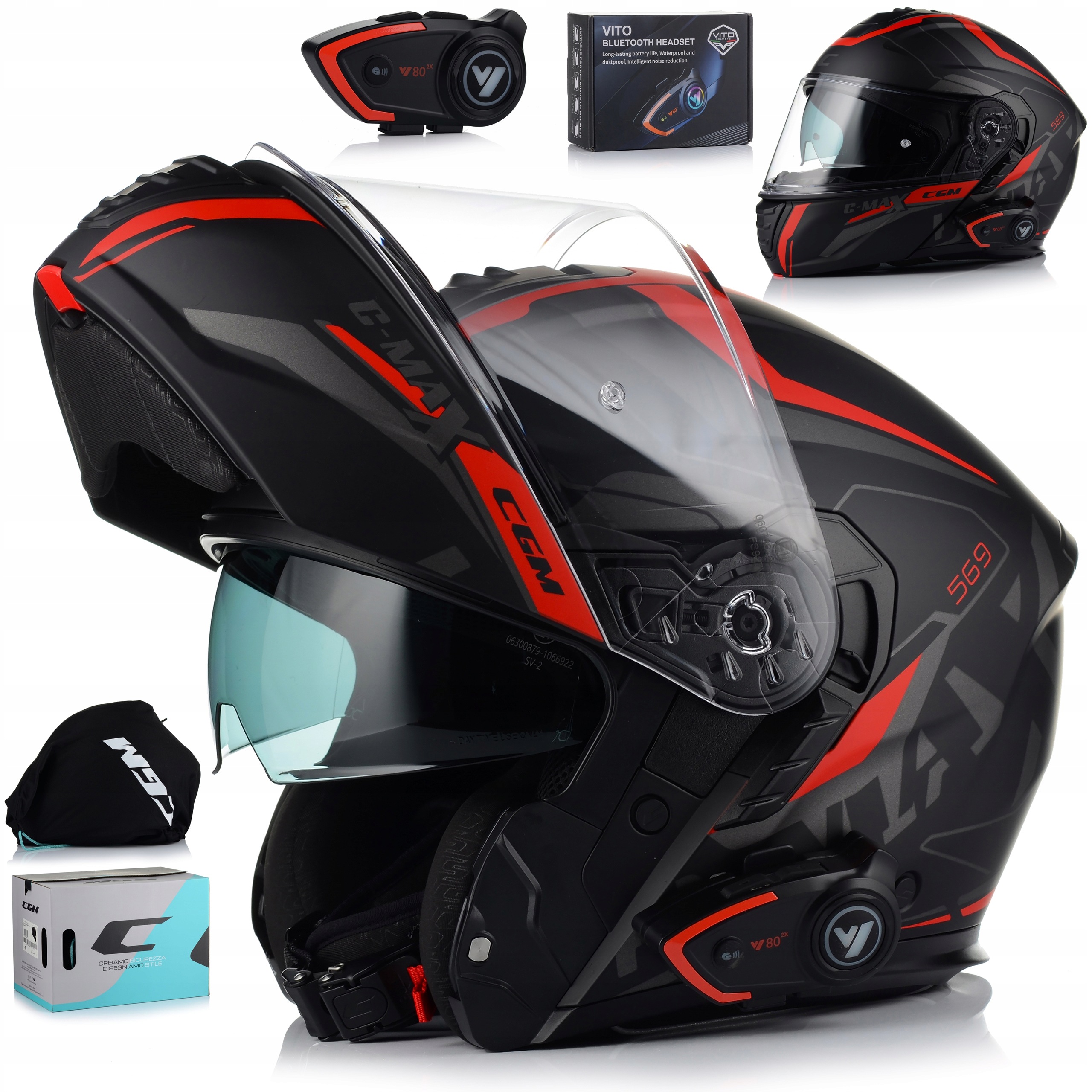 Motocyklová prilba Cgm 569G C-max P/j čeľusťová interkom Blenda