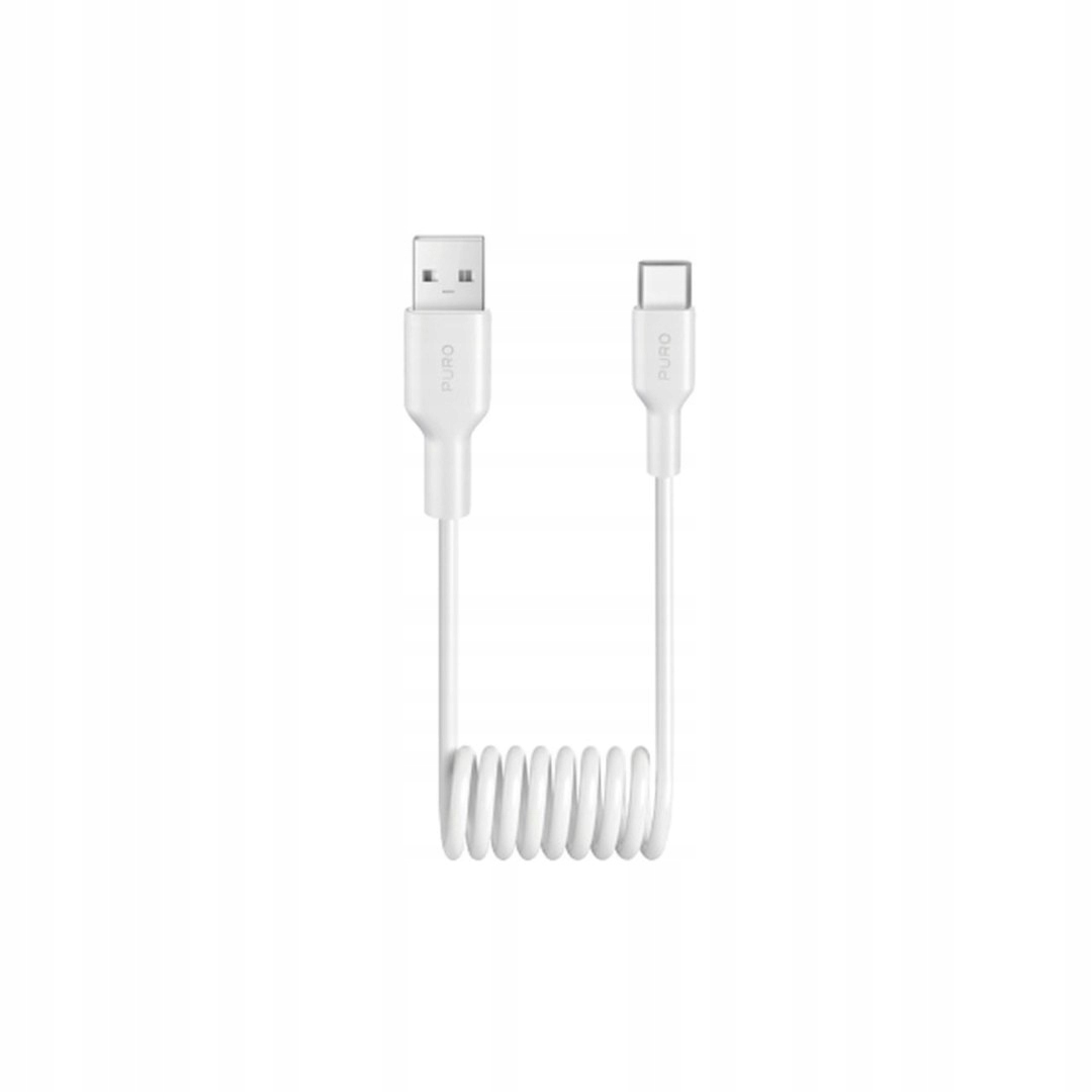 Kabel przewód spiralny Usb-a Usb-c 10W 1m biały Puro
