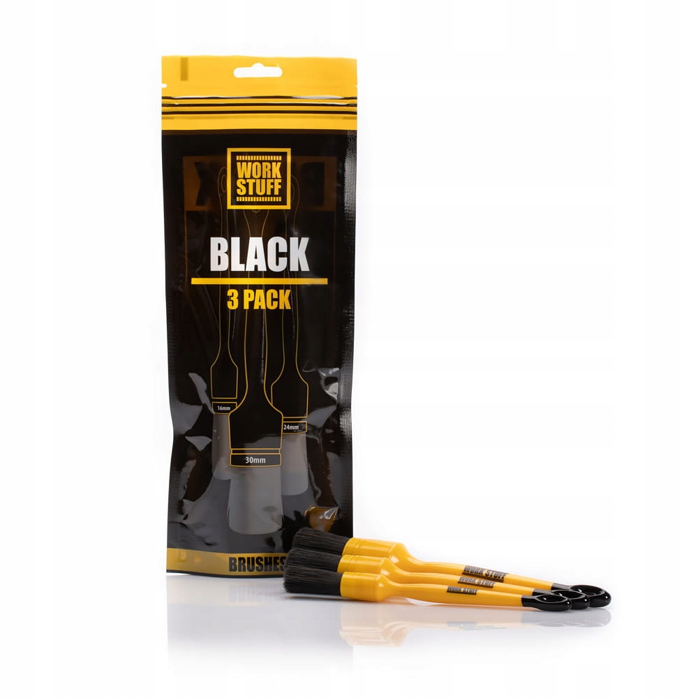Work Stuff Detailing Brush Black 3-pack 16 24 30mm Pędzle Do Wewnątrz,felg