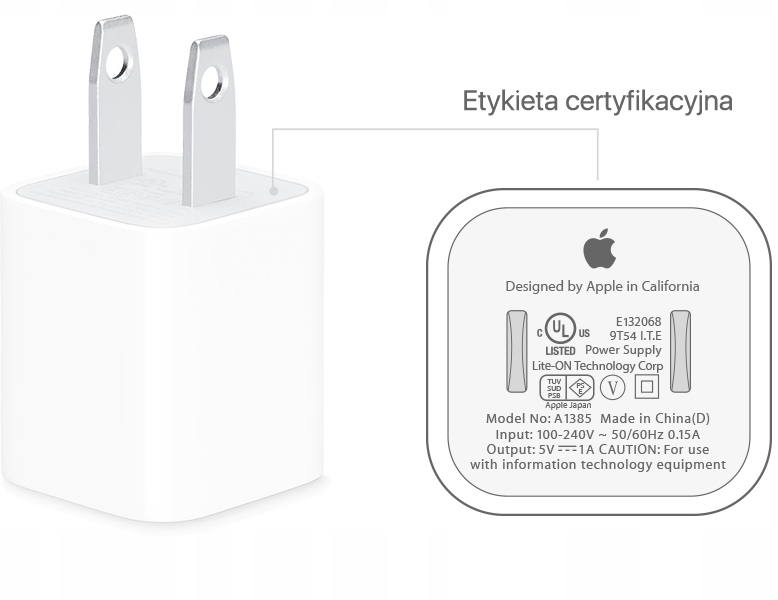 

Ładowarka Apple iPhone iPad Watch Usa A1385 5W Usb