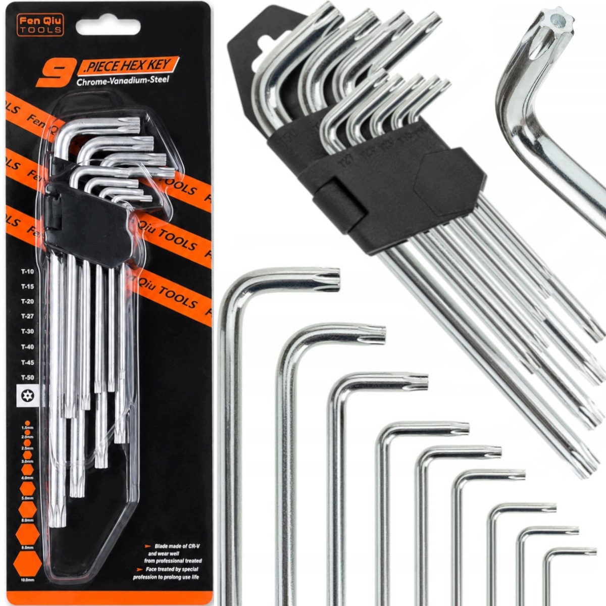 Klucze Imbusowe Imbusy Torx L Z Otworem Gwiazdkowe Zestaw T10-T50 9szt