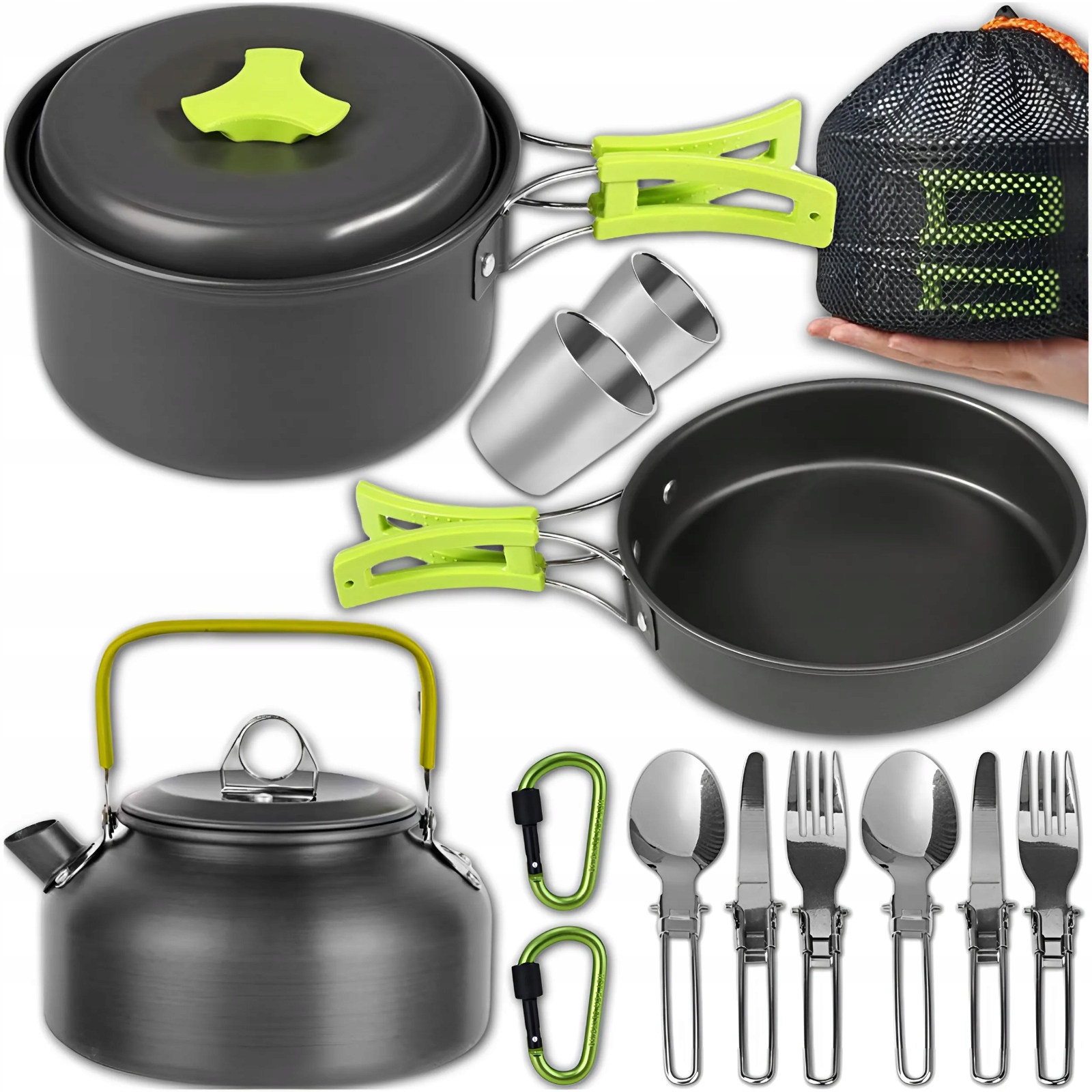 Naczynia Turystyczne Duży Zestaw 18w1 Garnek Patelnia Garnki Kemping XL