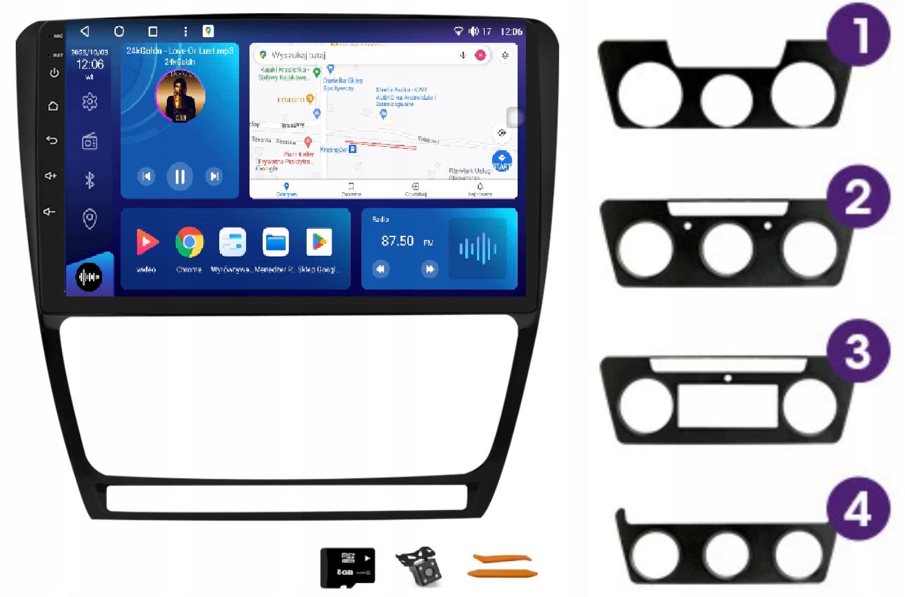 Rádio Android Navigácia VQ230 Qled Carplay Lte Gps Škoda Octavia 2 II 04-13