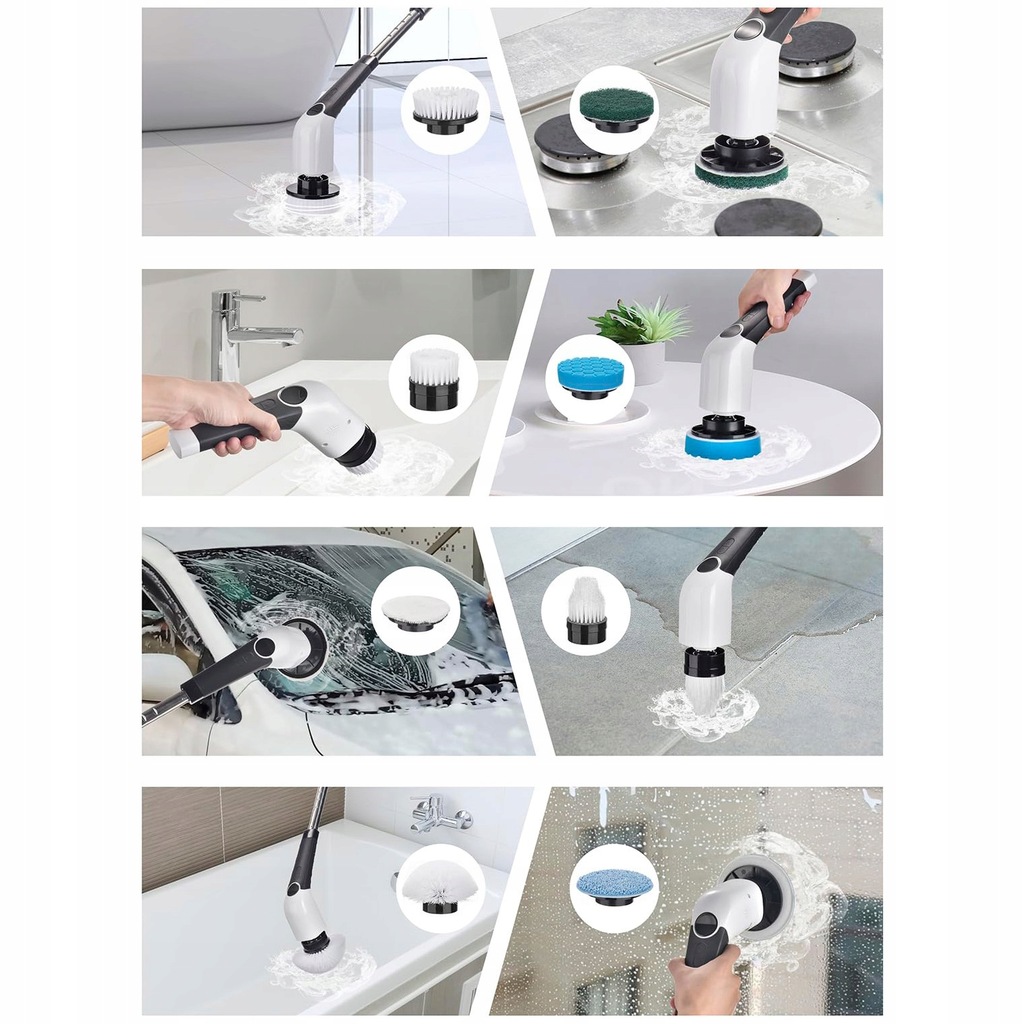 Levně Elektrický čisticí kartáč 8 v 1 Regulovatelná dlouhá tyč Růžová