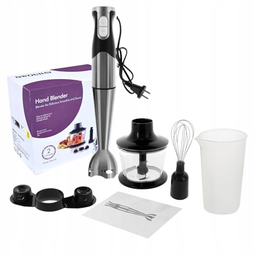 NWOUIIAY Blender Ręczny 6w1 1200W Zestaw Stalowy Do Zup Sałatek Warzyw — miniatura 9