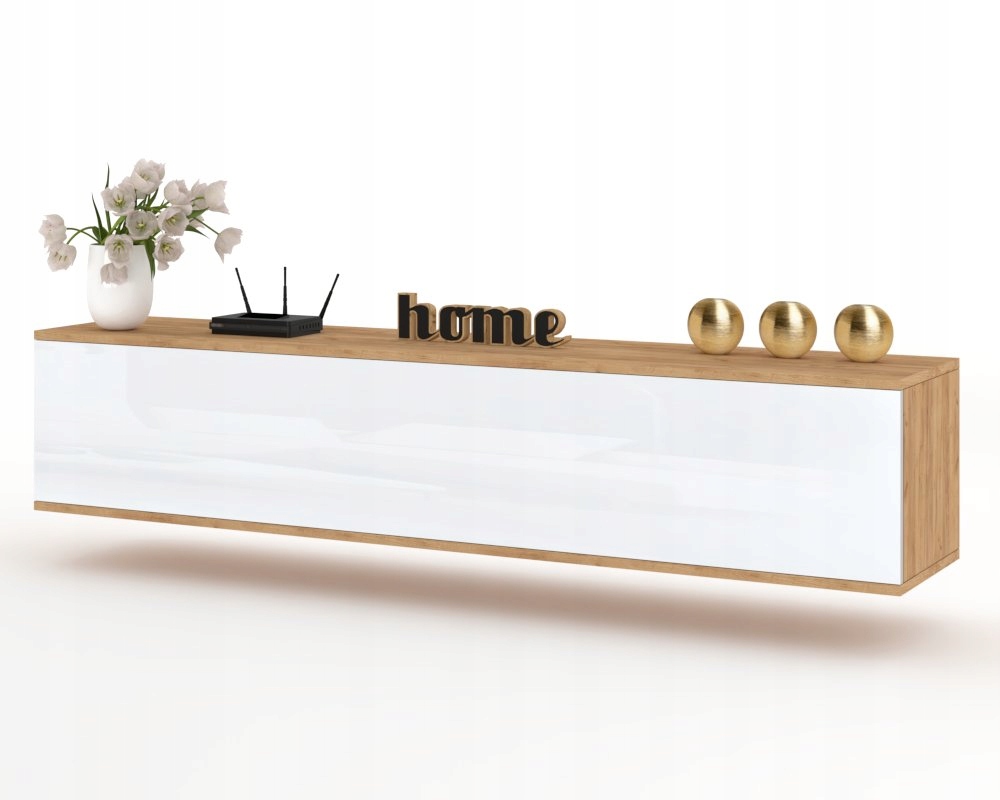 Závěsná Rtv skříňka Horizontální komoda do obývacího pokoje Simply Craft Bílý Lesk 120