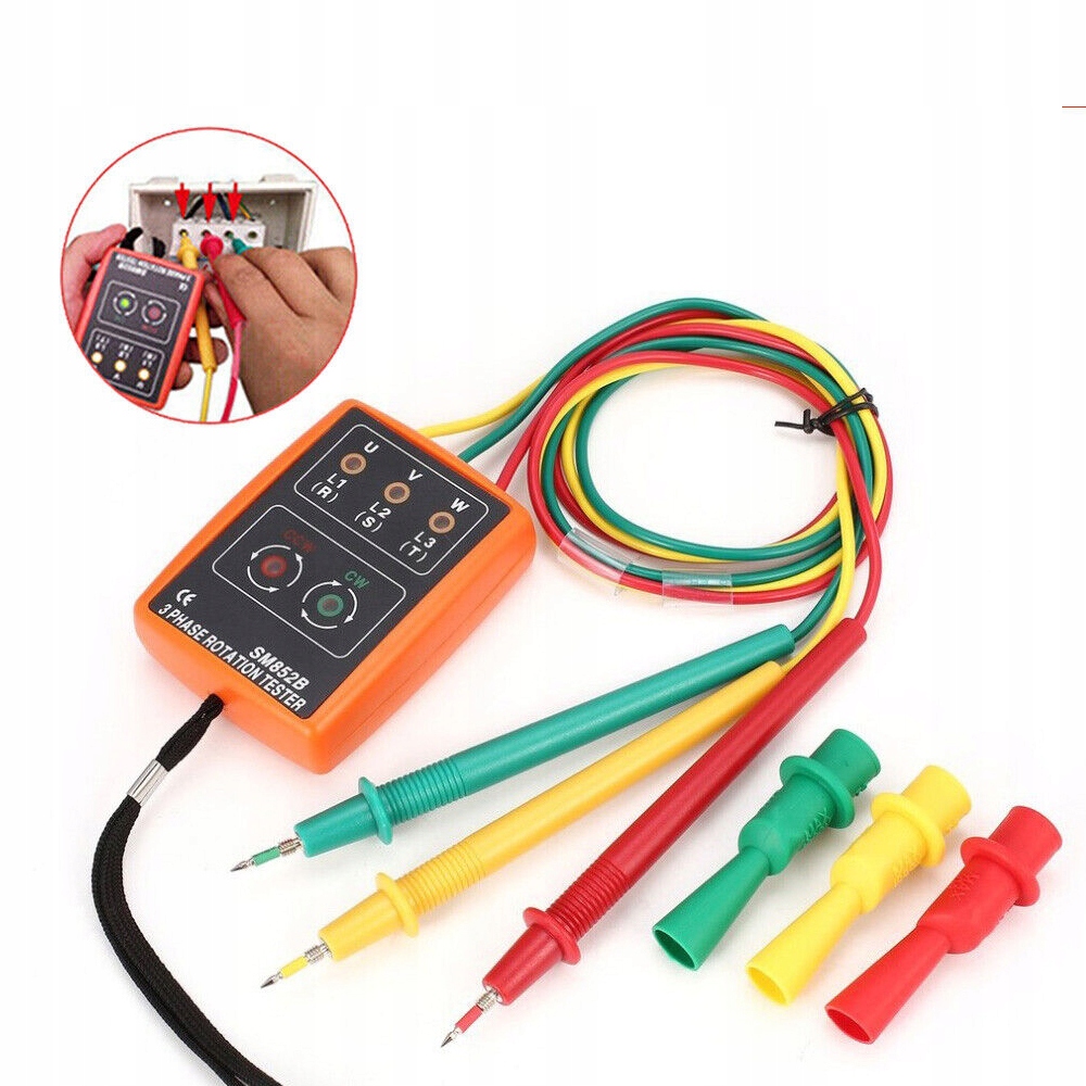 MIERNIK TESTER KOLEJNOŚCI FAZ ROTACJI FAZOMIERZ Kod producenta Ręczny tester faz