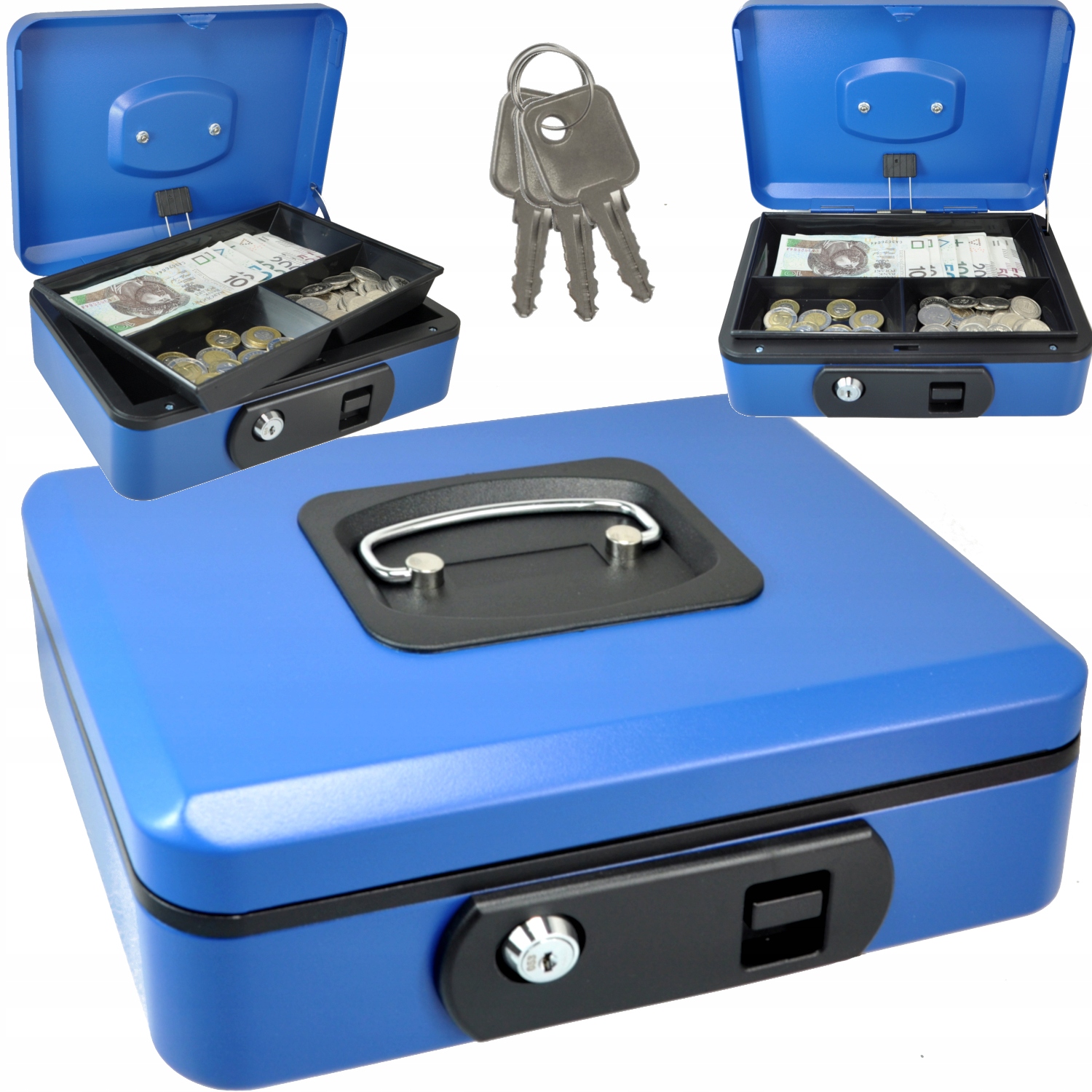 Kasetka Metalowa Na Pieniądze Exclusive otwieranie dźwignią 3 klucze