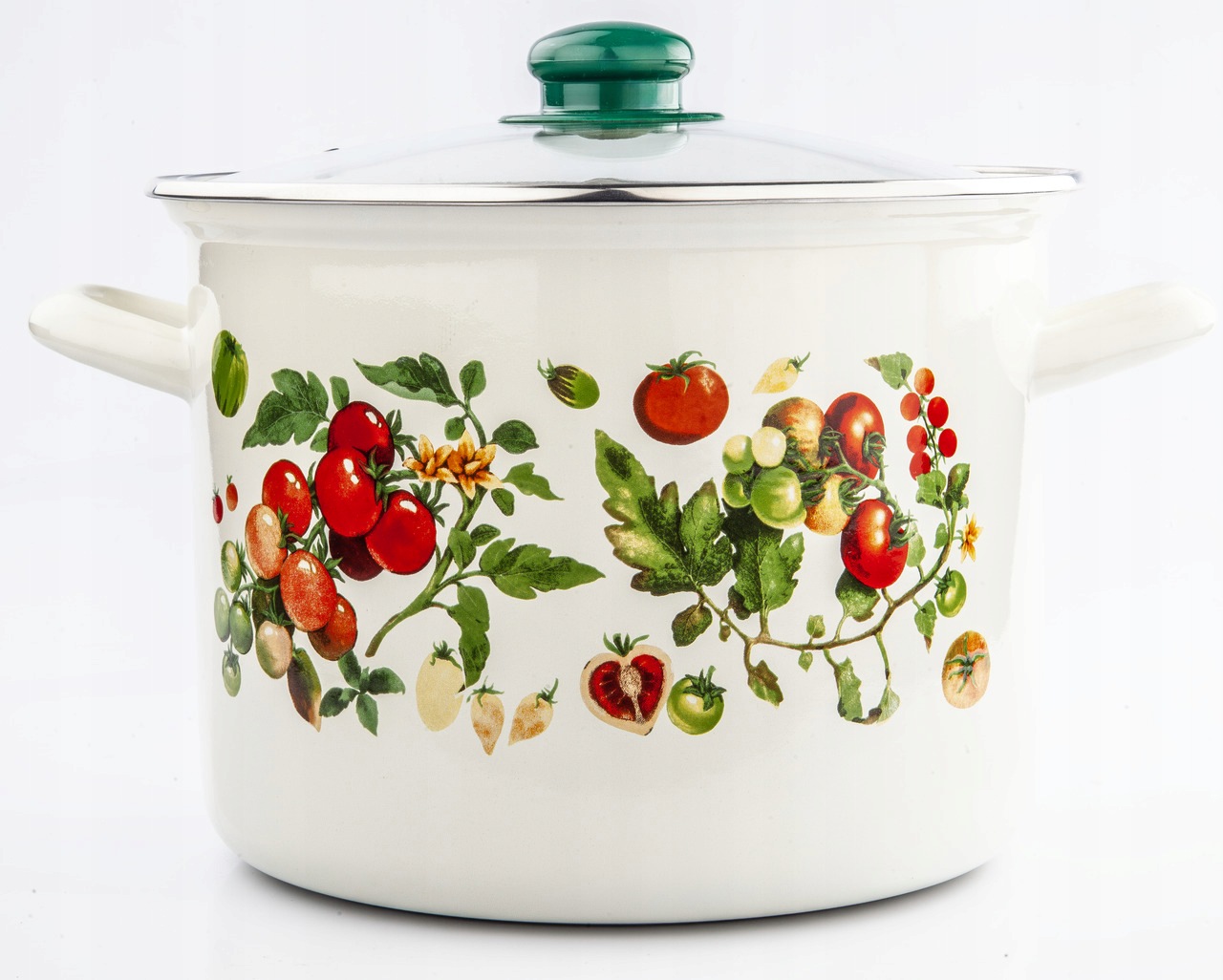 Garnek emaliowany z pokrywką okuwany Stockpot Cherry 10,5L 26 cm