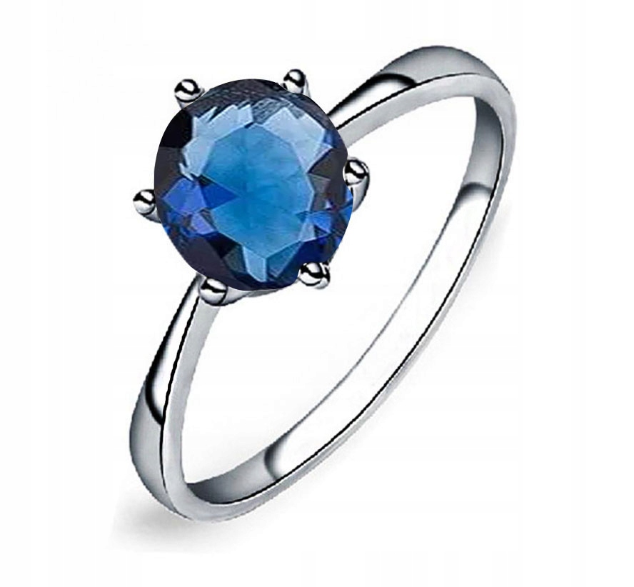 

Srebrny Pierścionek Z Niebieską Cyrkonią ROZMIAR10
