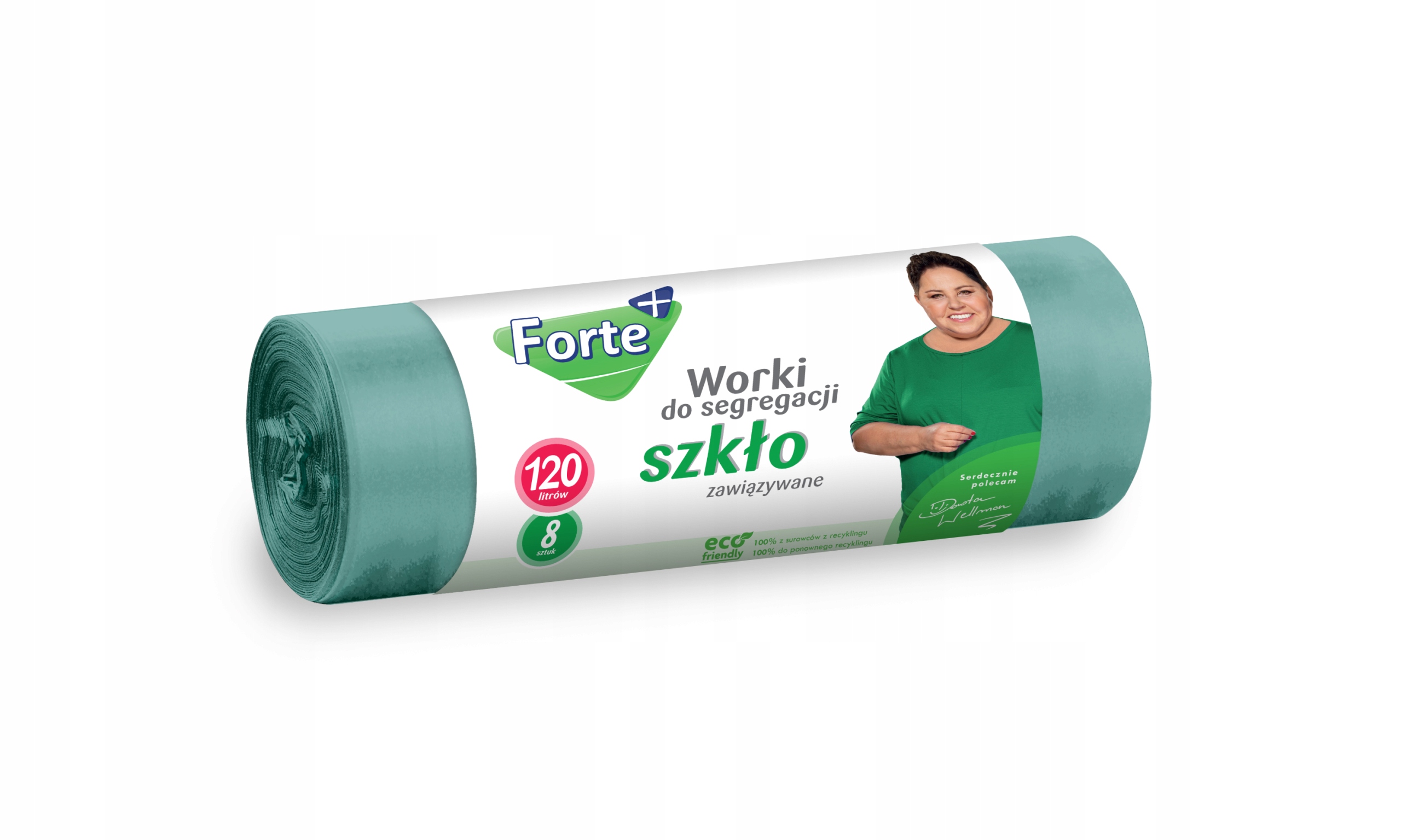 Levně 8X Forte+ Pytle na odpadky zelené 120L 8 ks, vázané
