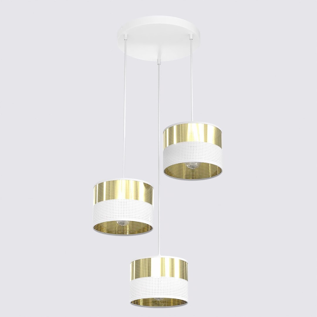 Závesná lampa Lux 3xE27 20 cm biela so zlatými detailmi