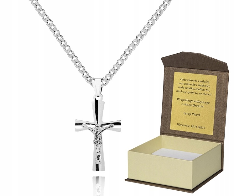 925 Stříbrný řetízek s křížkem Dedikace 55 cm LK43
