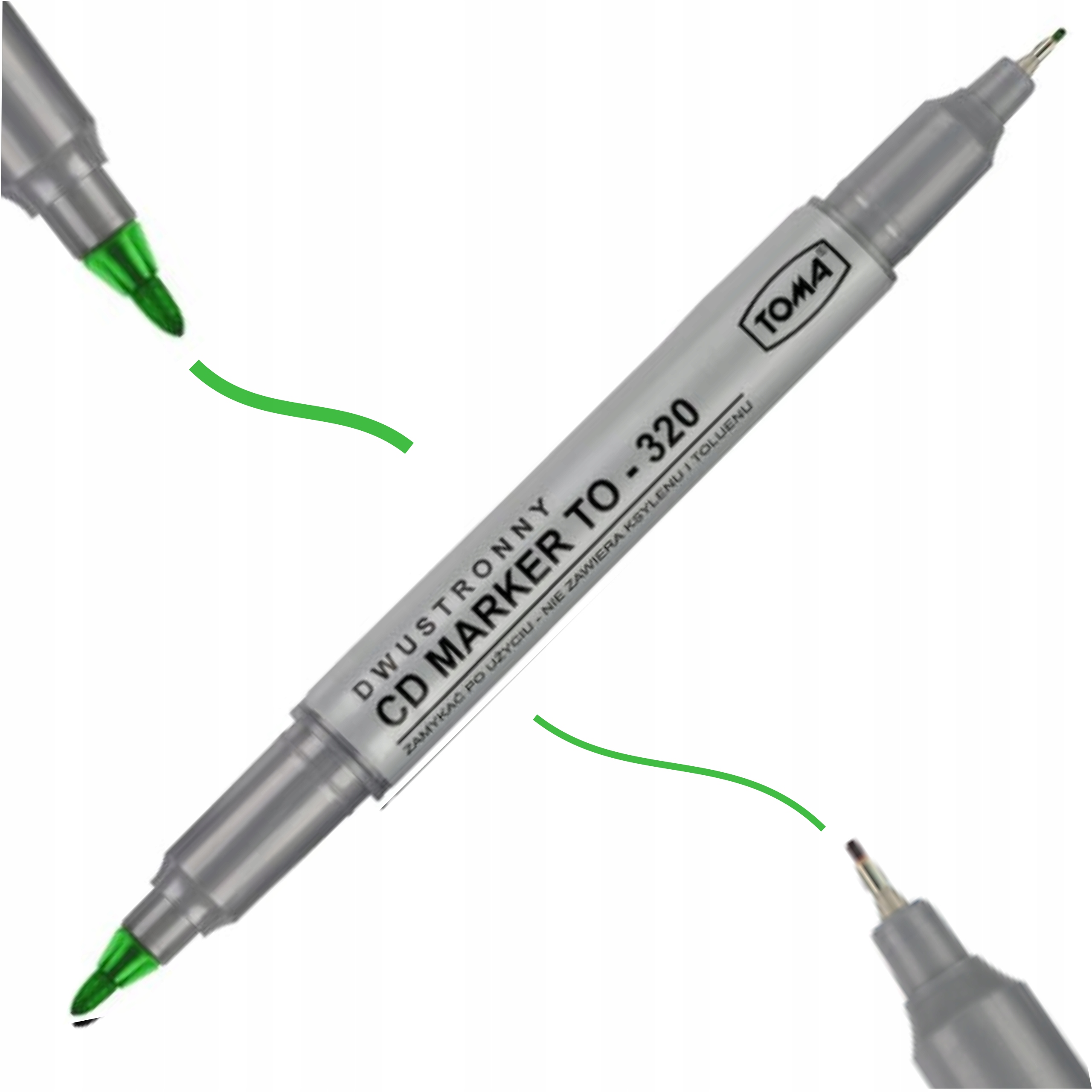 

Pisak marker do CD Toma dwustronny zielony TO-320
