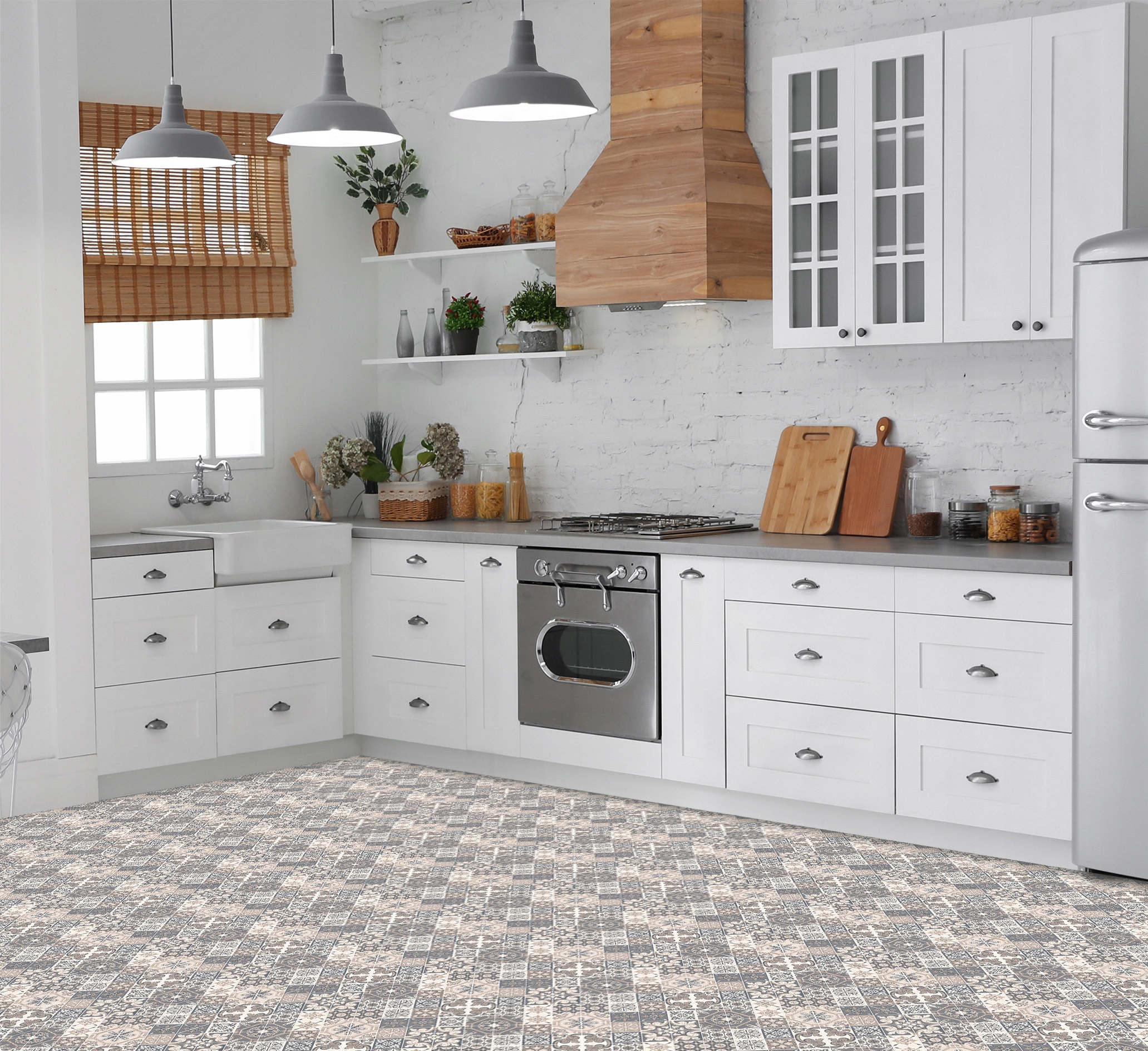 SZARA MOZAIKA PATCHWORK 25x25 cm KAFLE NAKLEJKI Kolekcja PREMIUM