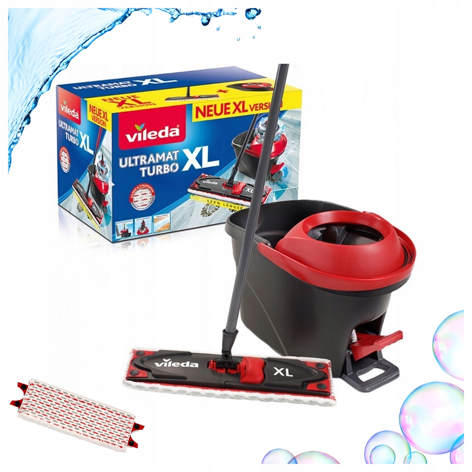 Levně Rotační plochý mop Kbelík se ždímačem Ultramax Turbo XL Box Široký 42 cm