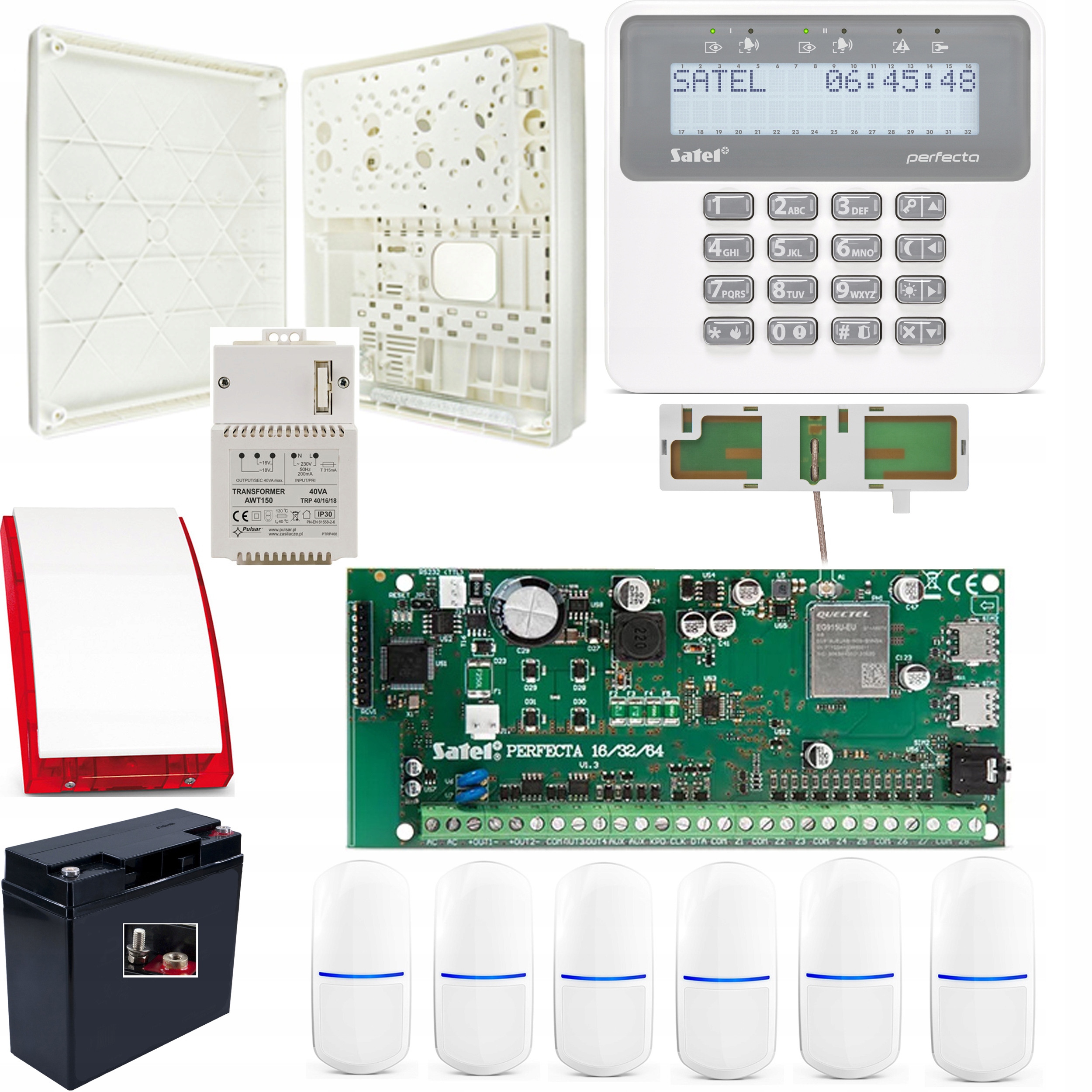 [11FS] Zestaw Alarmowy Perfecta 64 M 2G/4G Lte +PRF-LCD+SLIM-PIR+18Ah Satel