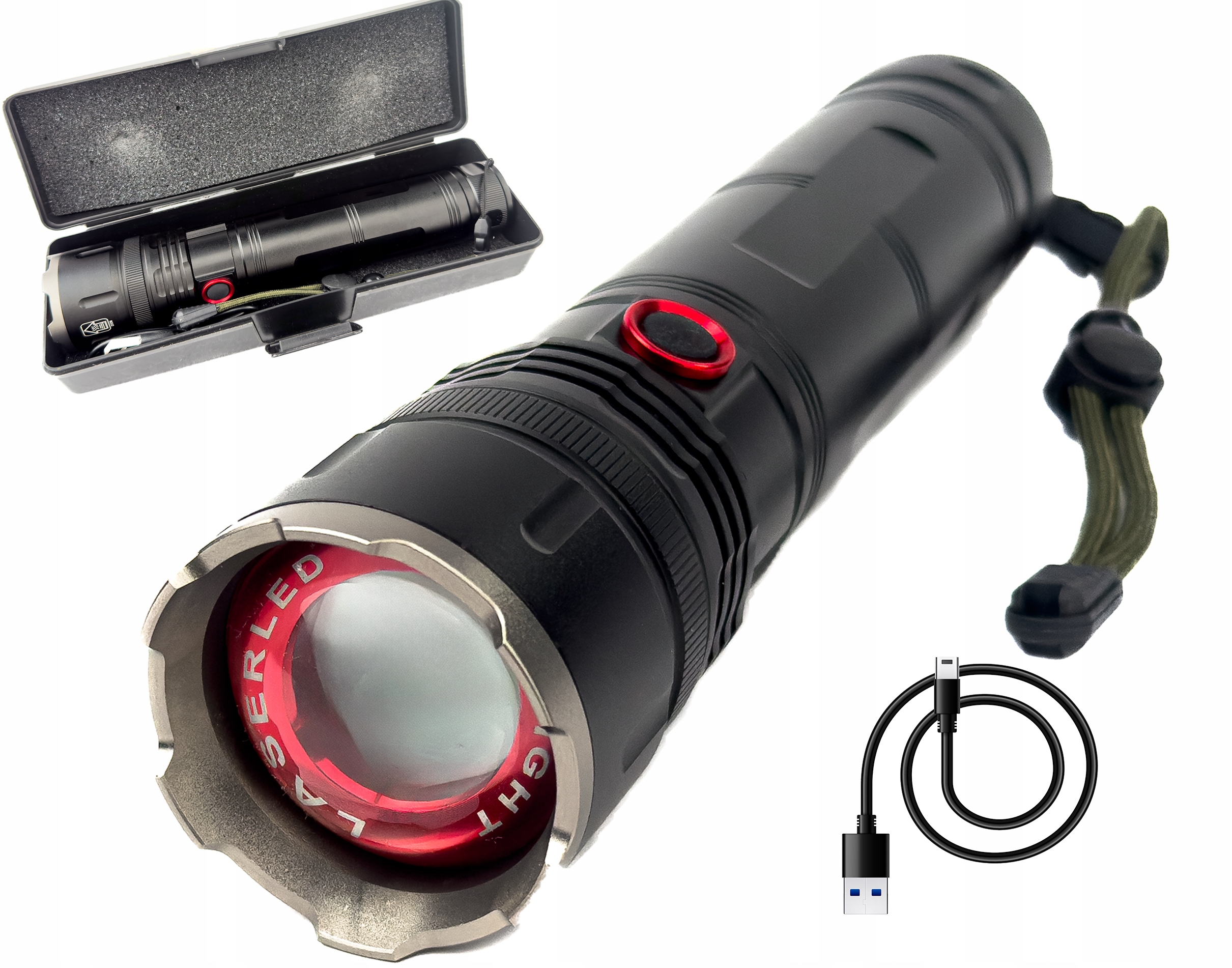 Potężna Latarka Led Biały Laser Dalekosiężna PowerBank 1900m maXvision 901