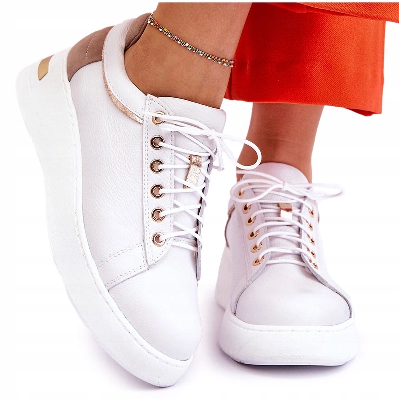 Dámské Pohodlné Kožené Sportovní Boty Bílé 41