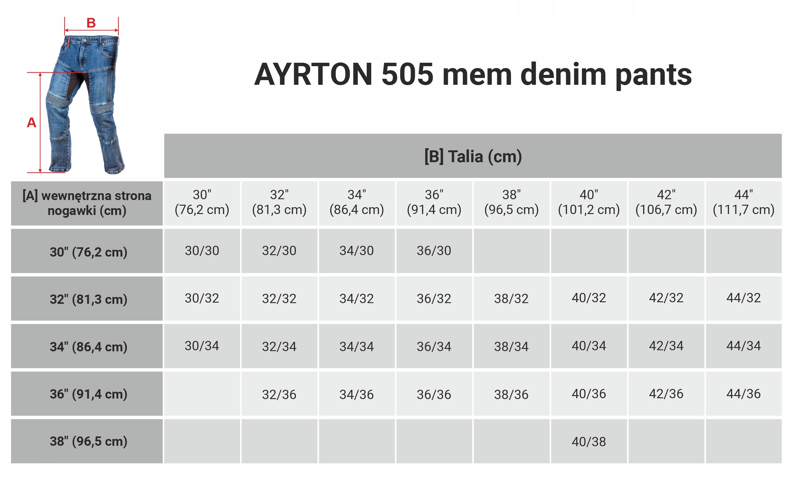 SPODNIE MOTOCYKLOWE JEANS 505 AYRTON KEVLAR 38/32 Kolor niebieski