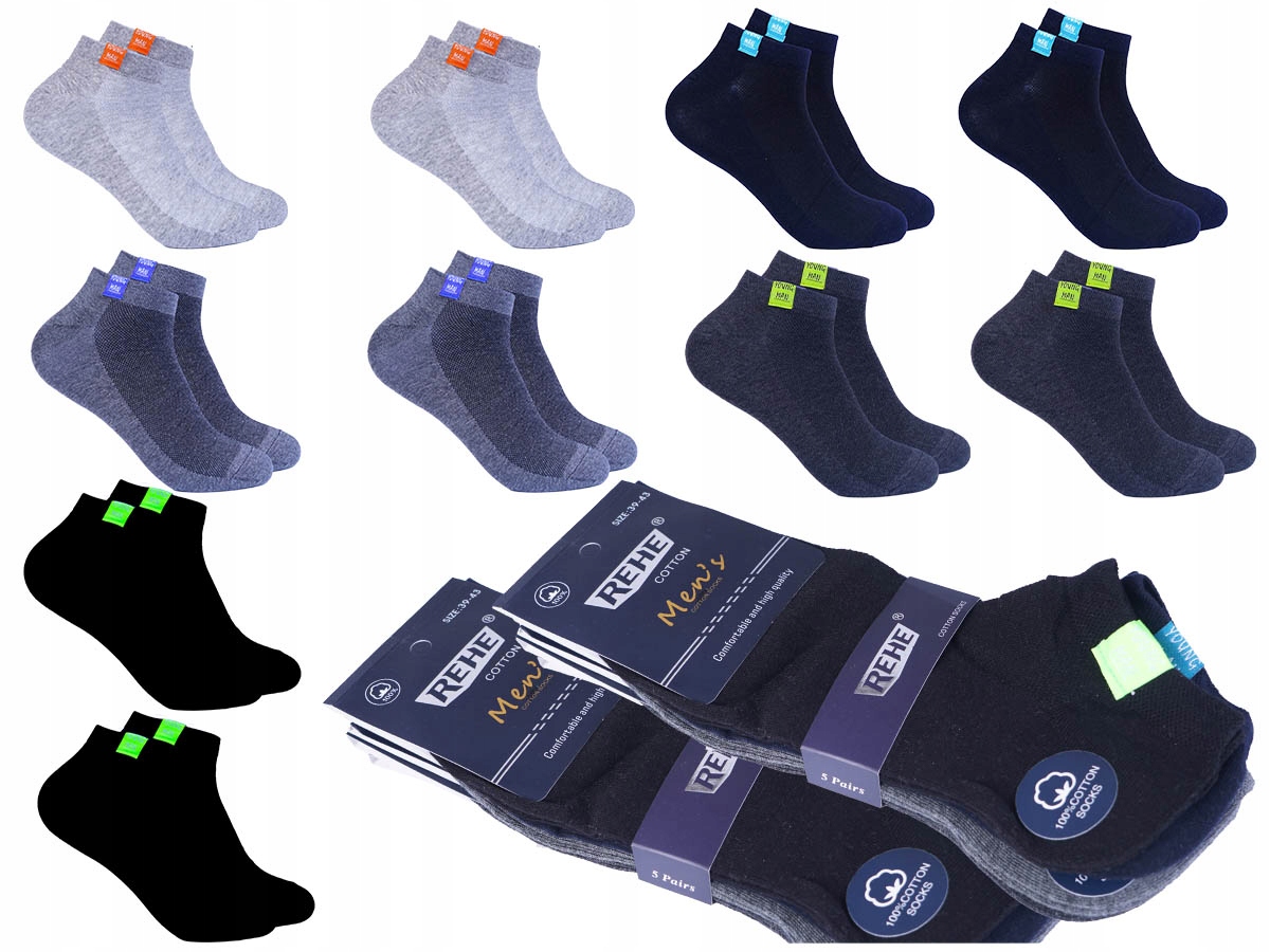 10x STOPKI MĘSKIE SKARPETY SPORTOWE BAWEŁNA 42-46 Skarpetki REHE JAKOŚĆ