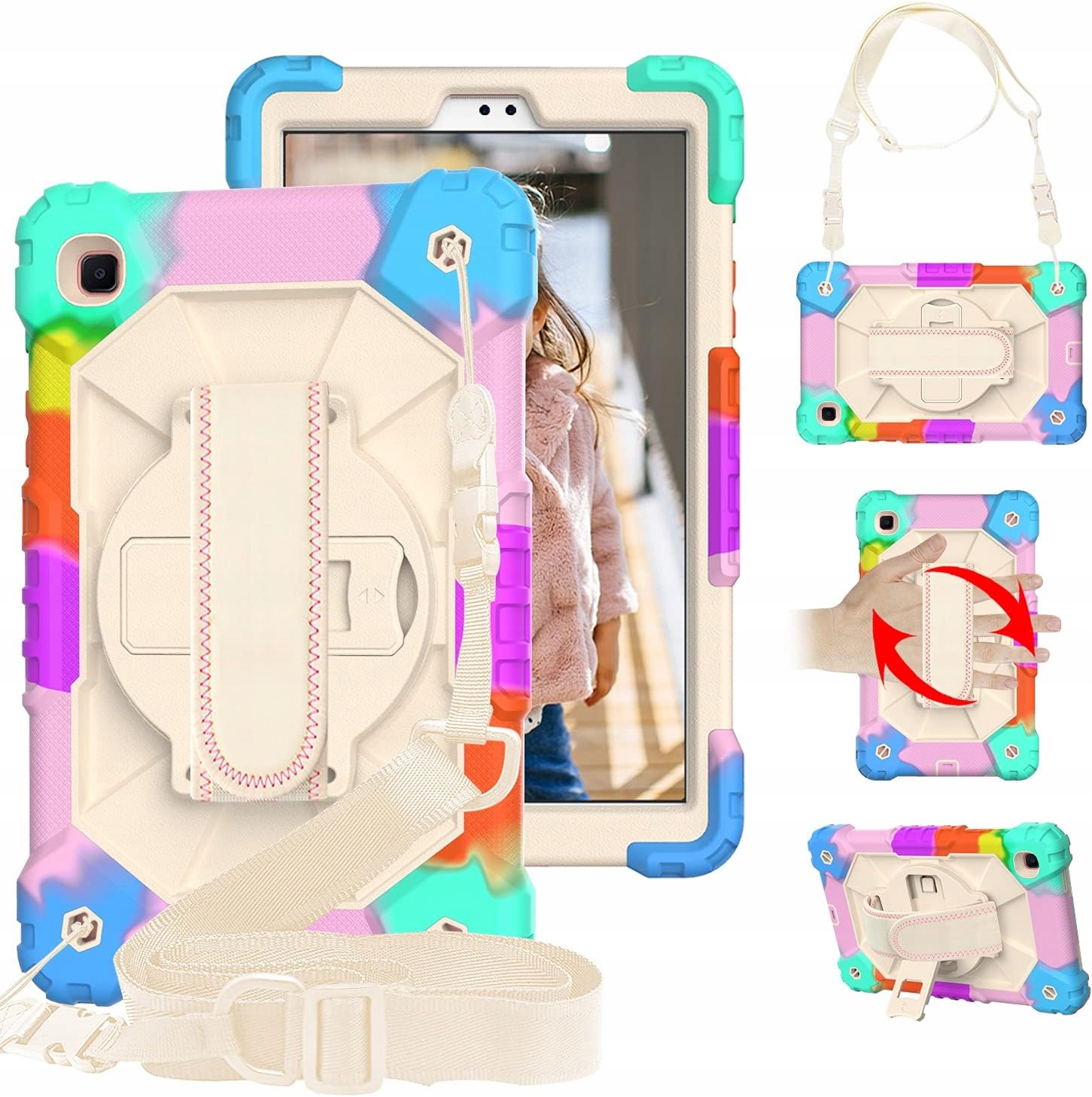 Pouzdro pro Samsung Galaxy Tab A 8.0" s popruhem na rameno, barevné