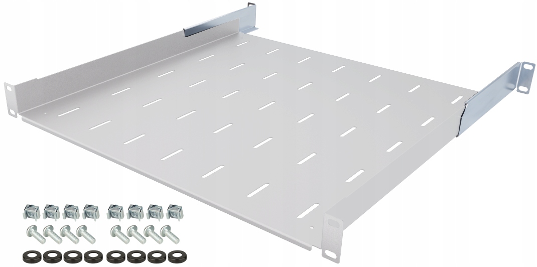 Półka Rack 19" 1U 550mm Regulowana 550-710 mm do Szaf Rack Szara Stalflex