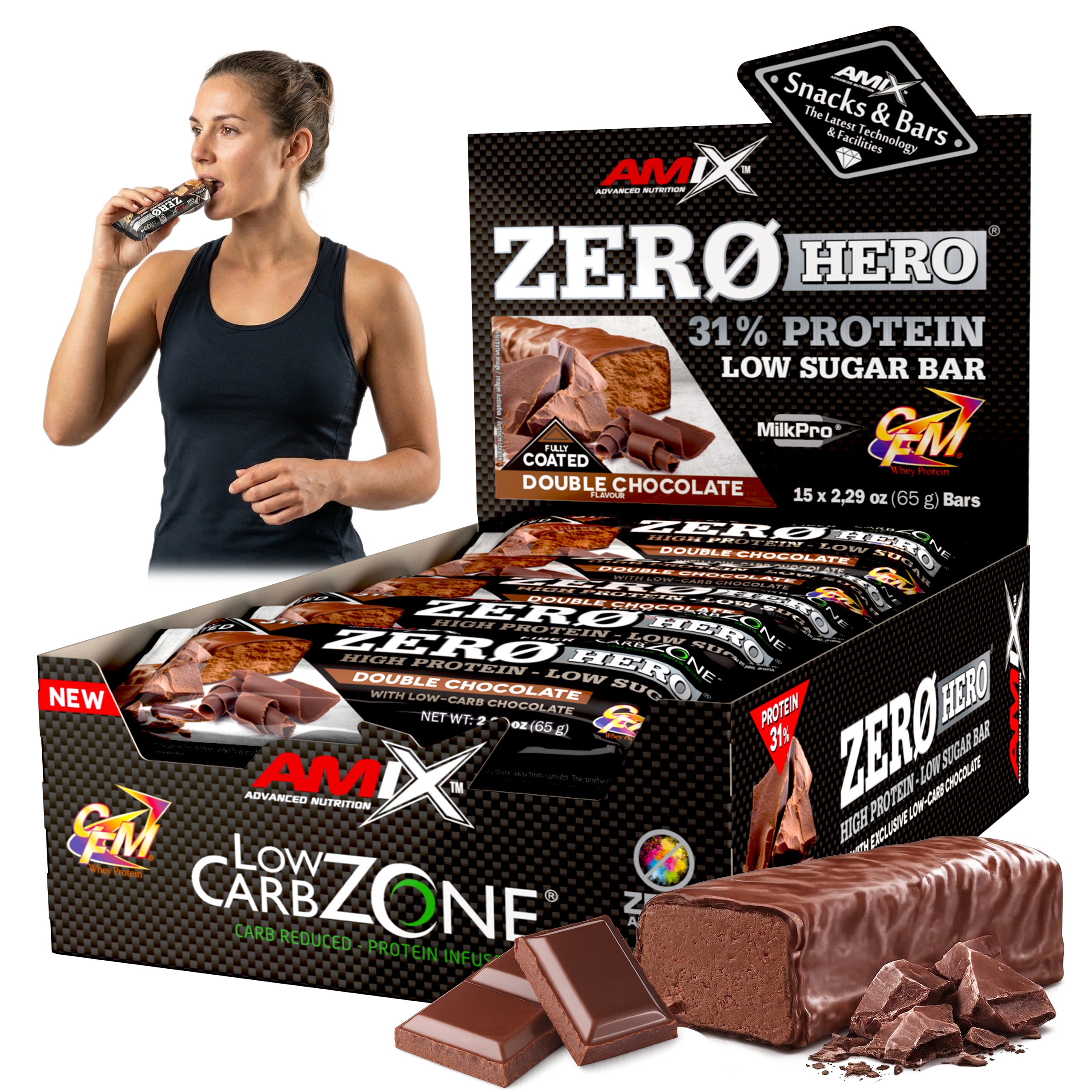 Baton Białkowy Czekolada 20G Białka 1g cukru przekąska proteinowa bez cukru