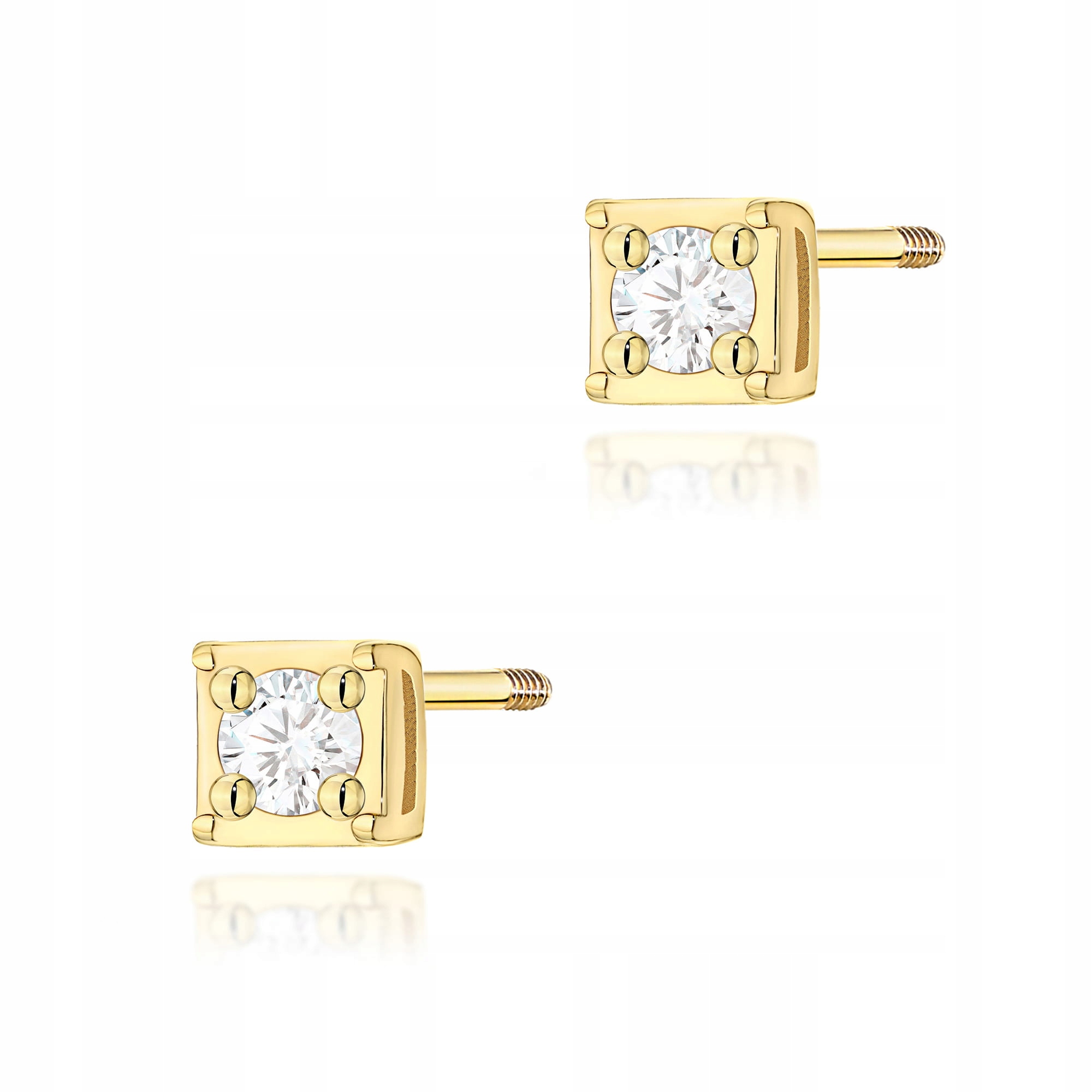 Zlaté náušnice 585 kulaté diamanty 2x0,03 ct šroubovací tyčinky pro ženy