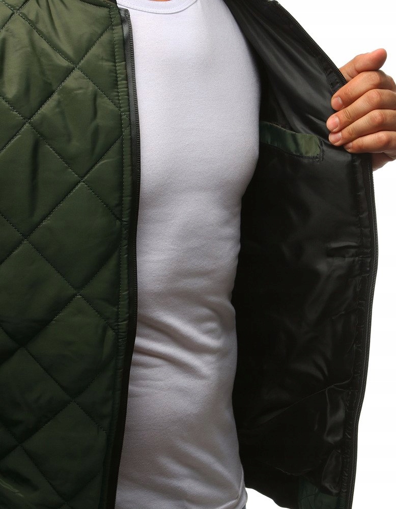 MĘSKA PRZEJŚCIOWA KURTKA PIKOWANA BOMBER JACKET ZIELONA tx2216 - L Rozmiar L