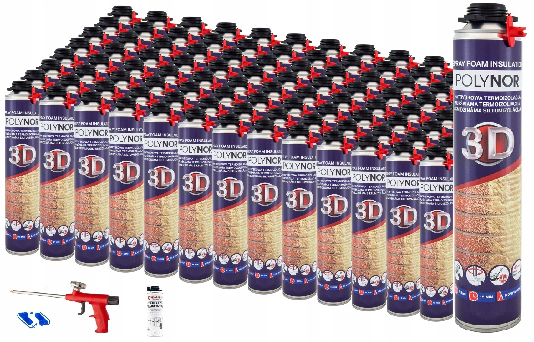 Pianka Natryskowa Pur Polynor 3D Zestaw 100x 850 ml z Pistoletem