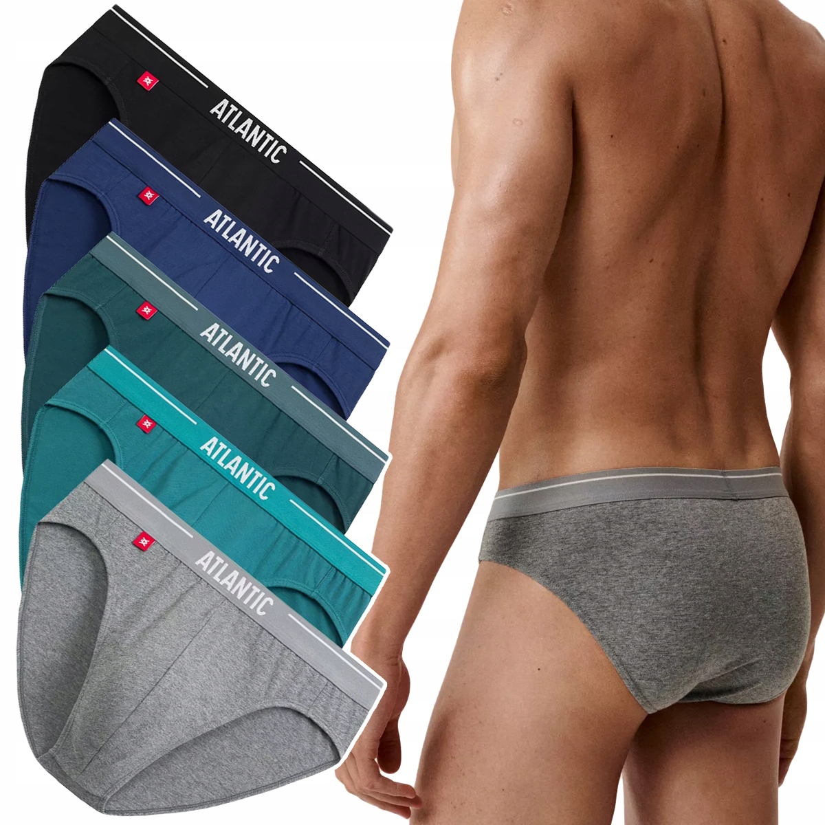 Pánské Slipy Atlantic 5SMP-004 Sportovní Slipy z bavlny 5-PAK L