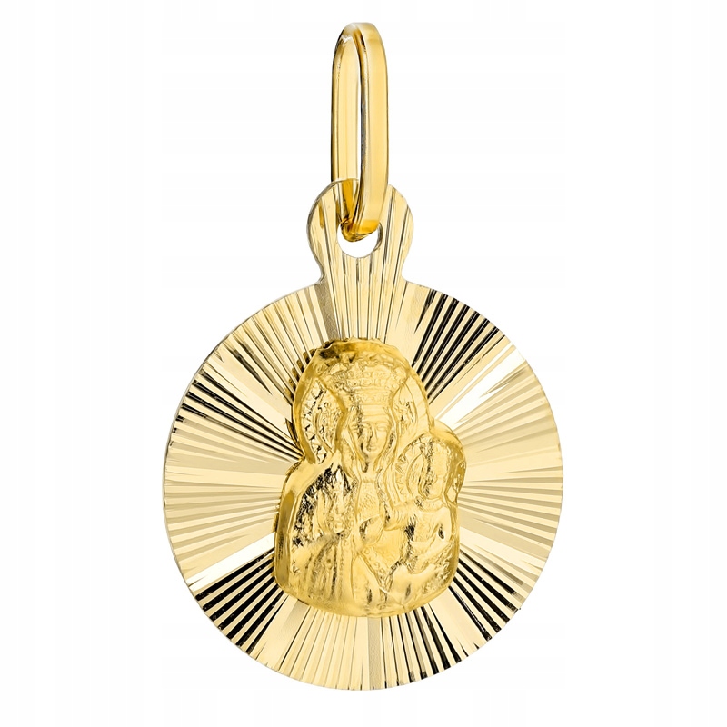 Zlatý Medailonek pr. 585 Panna Maria Čenstochovská v diamantové vazbě 14k