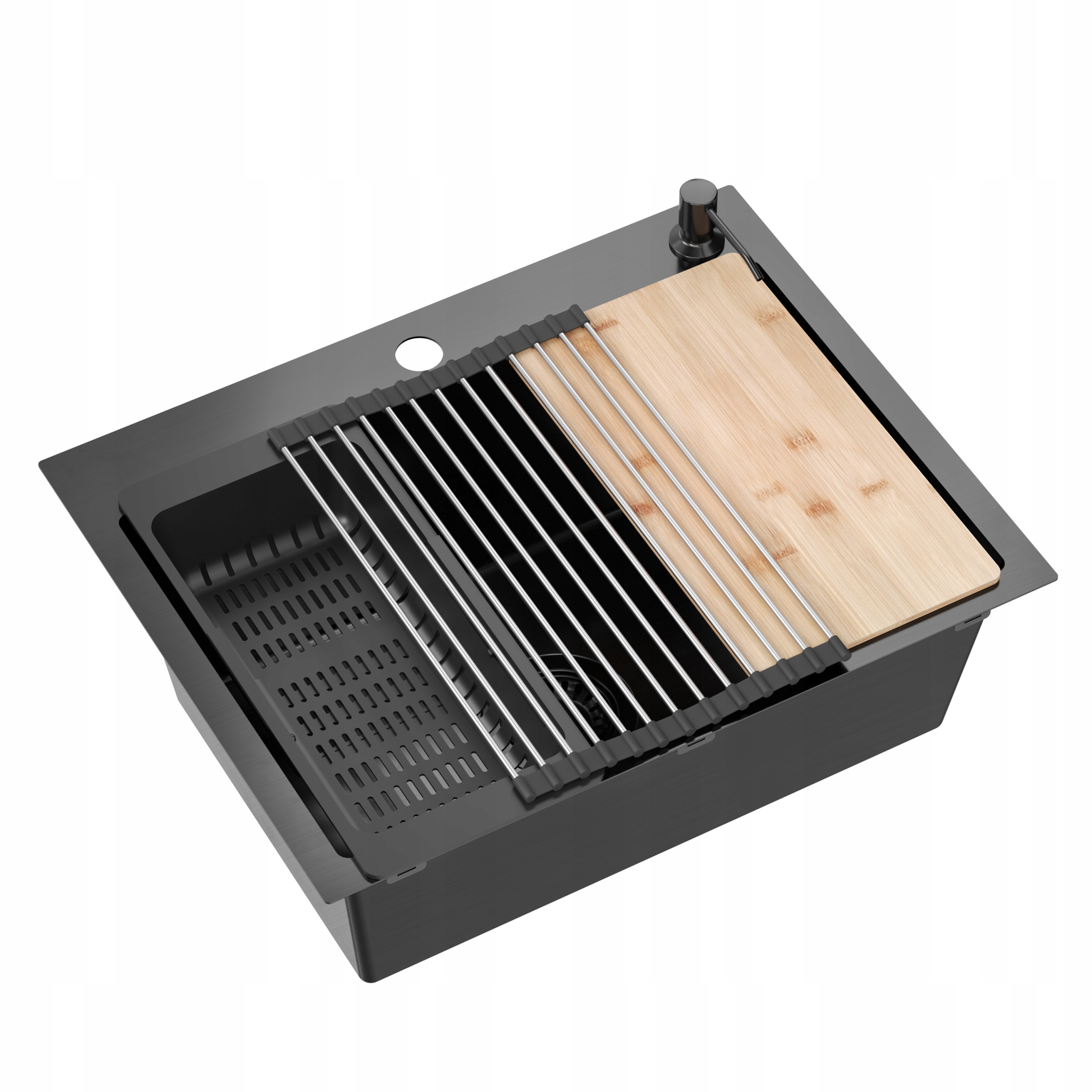 Quadron Luke 110 Dřez černé ocelové 1 komora 58x45 cm se sifonem