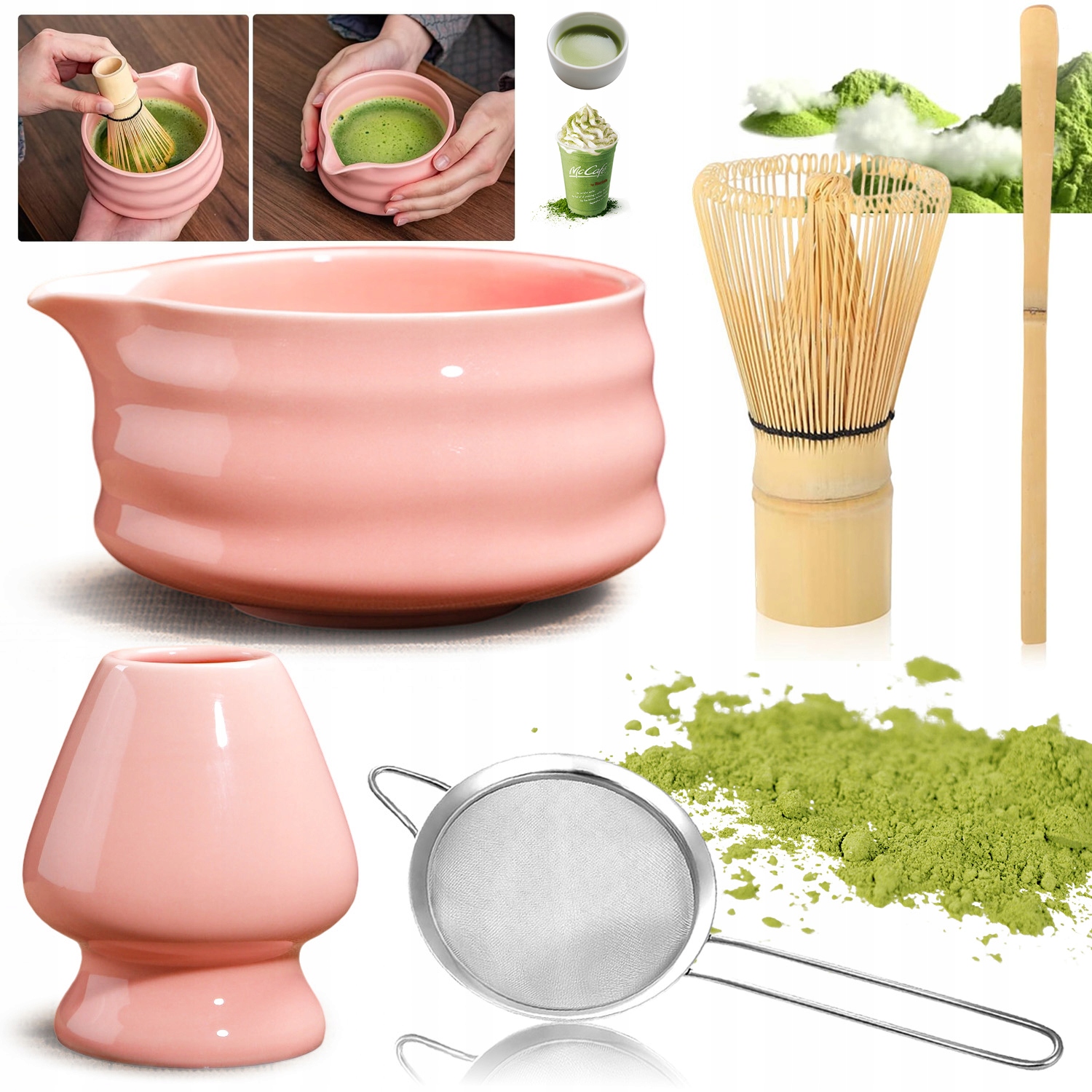 Levně Dárková Sada Na Čaj Matcha 5-DÍLNÁ Sada Podstavec Lžička