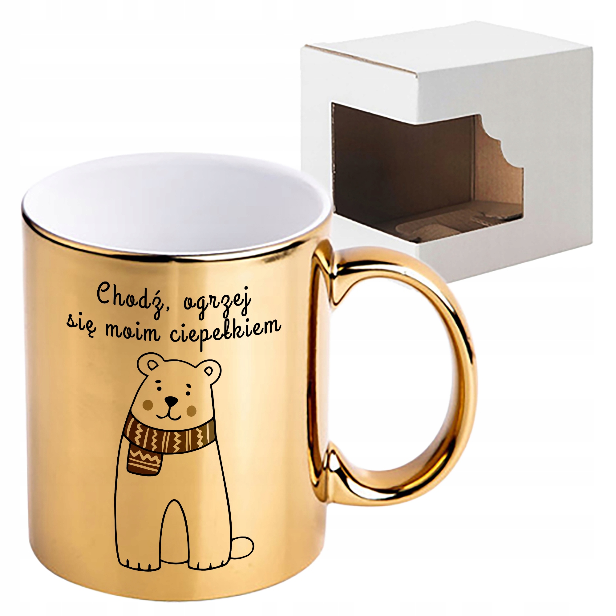 

Kubek Złoty Błyszczący Christmas Teddy 01