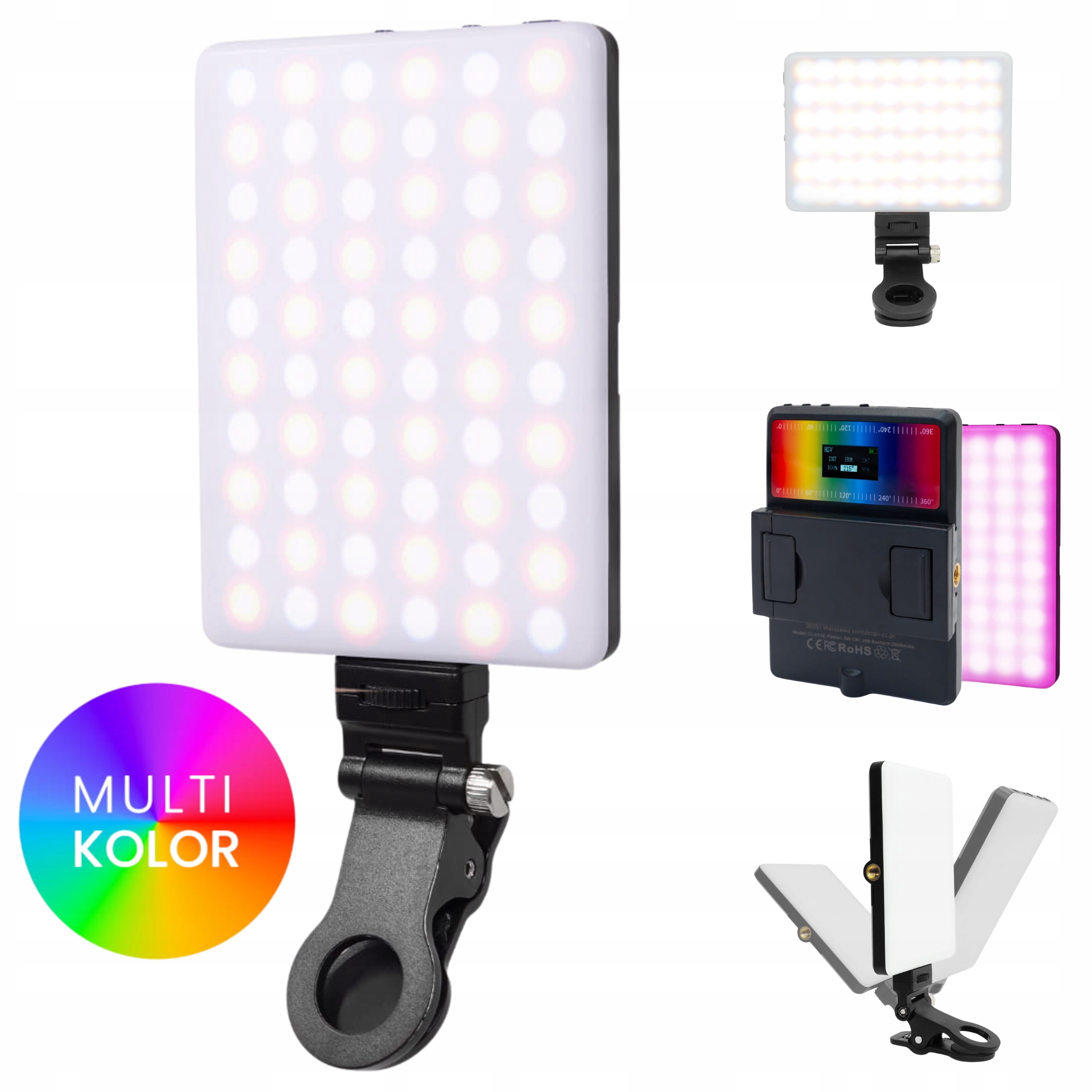 Led lampa Telefon Klips Selfie Nastavitelná Silná Vícebarevná Multicolor