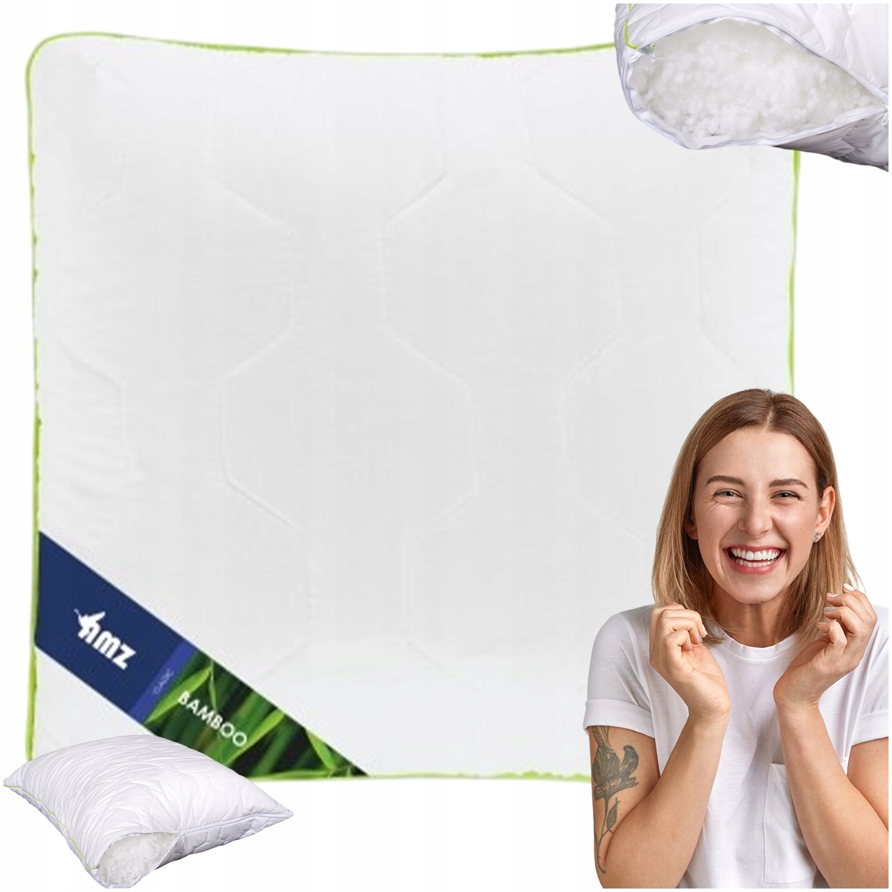PODUSZKA ANTYALERGICZNA 70x80 BAMBUS BAWEŁNA AMZ BAMBUSOWA BIAŁA